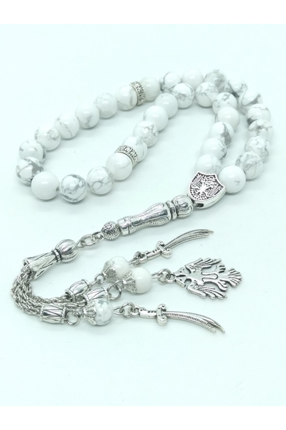 Taşlı İşler Havlit Doğal Taşlı Tespih, Selçuklu Kartalı Ve Zülfikar Figürlü..