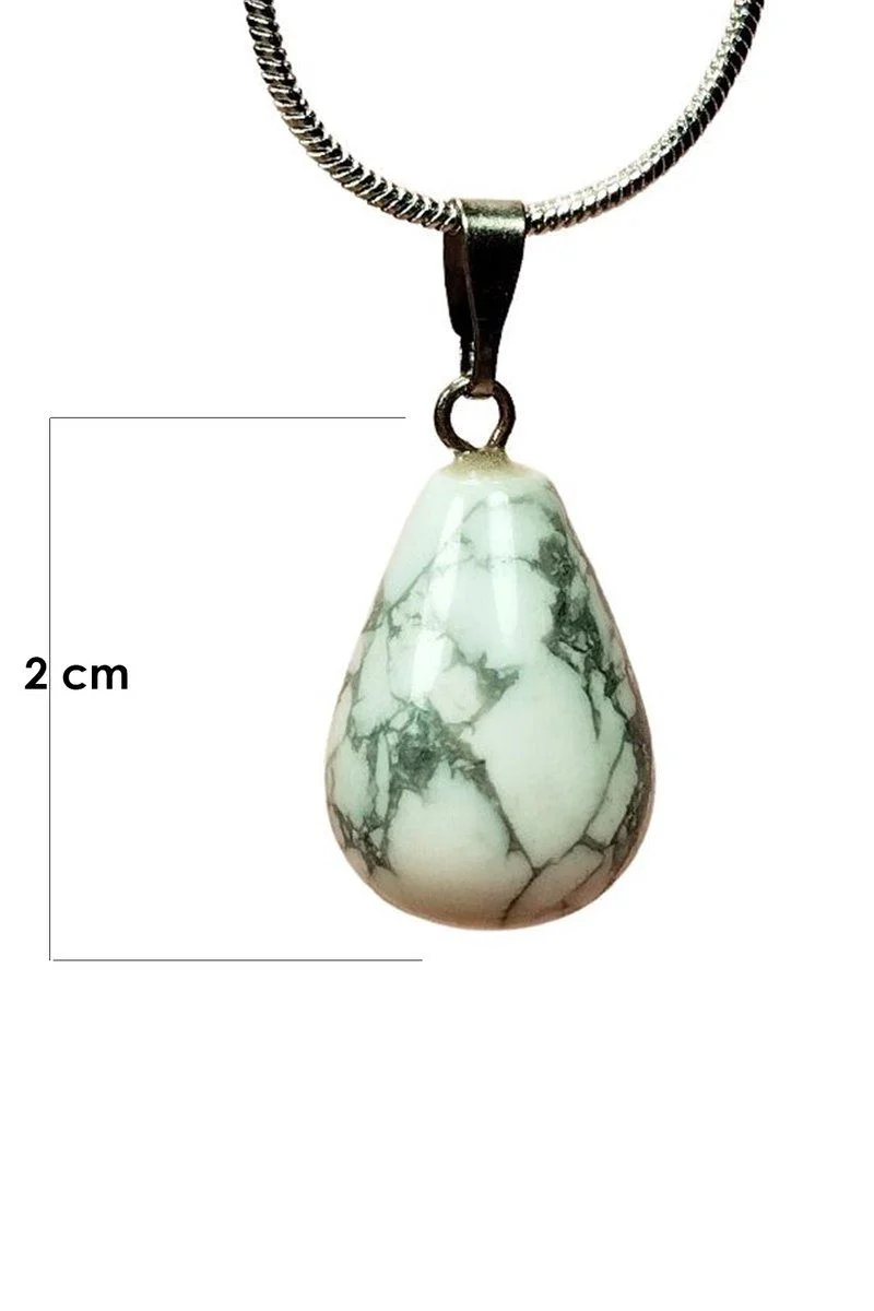 Havlit Doğal Taşı El Yapımı Kolye - 2 cm Uç, 20 cm Zincir, Kutulu