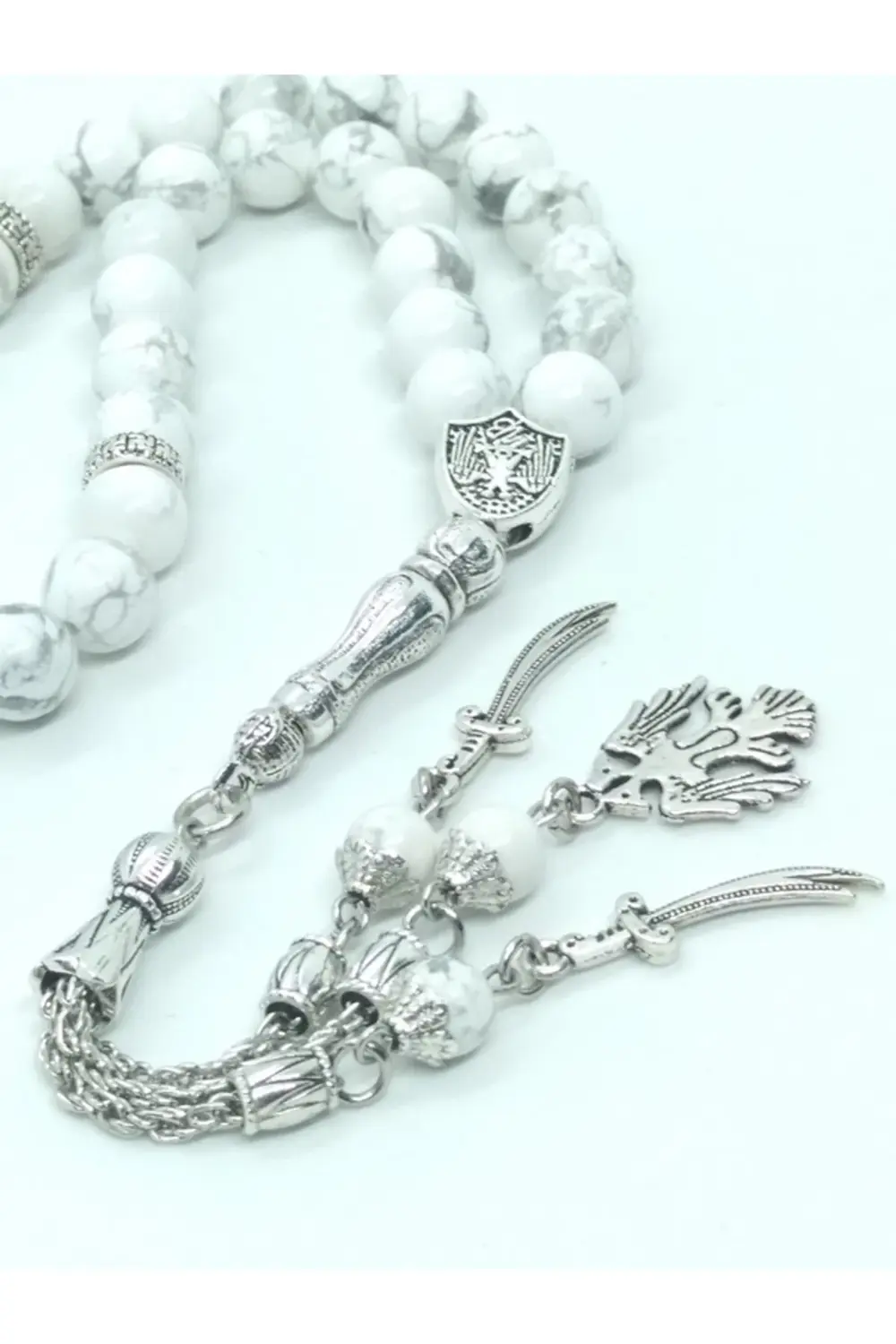 Havlit Doğal Taşlı Tespih, Selçuklu Kartalı Ve Zülfikar Figürlü..