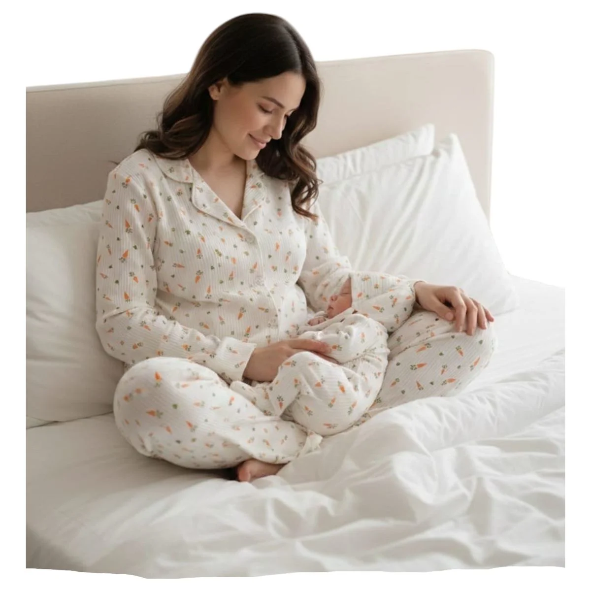 HAVUÇ DESEN ANNE BEBEK LOHUSA PİJAMA SET TAKIM 3 Ay HAVUÇ DESEN ANNE BEBEK LOHUSA PİJAMA SET TAKIM 3 Ay