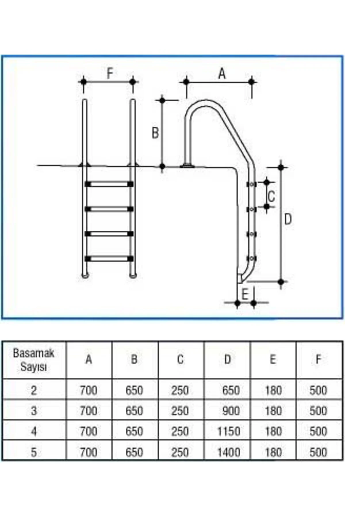 Havuz 12842 Merdiven 316 Kalite Paslanmaz Çelik CNC kesim 4 Basamak El Yapım - Görsel 3