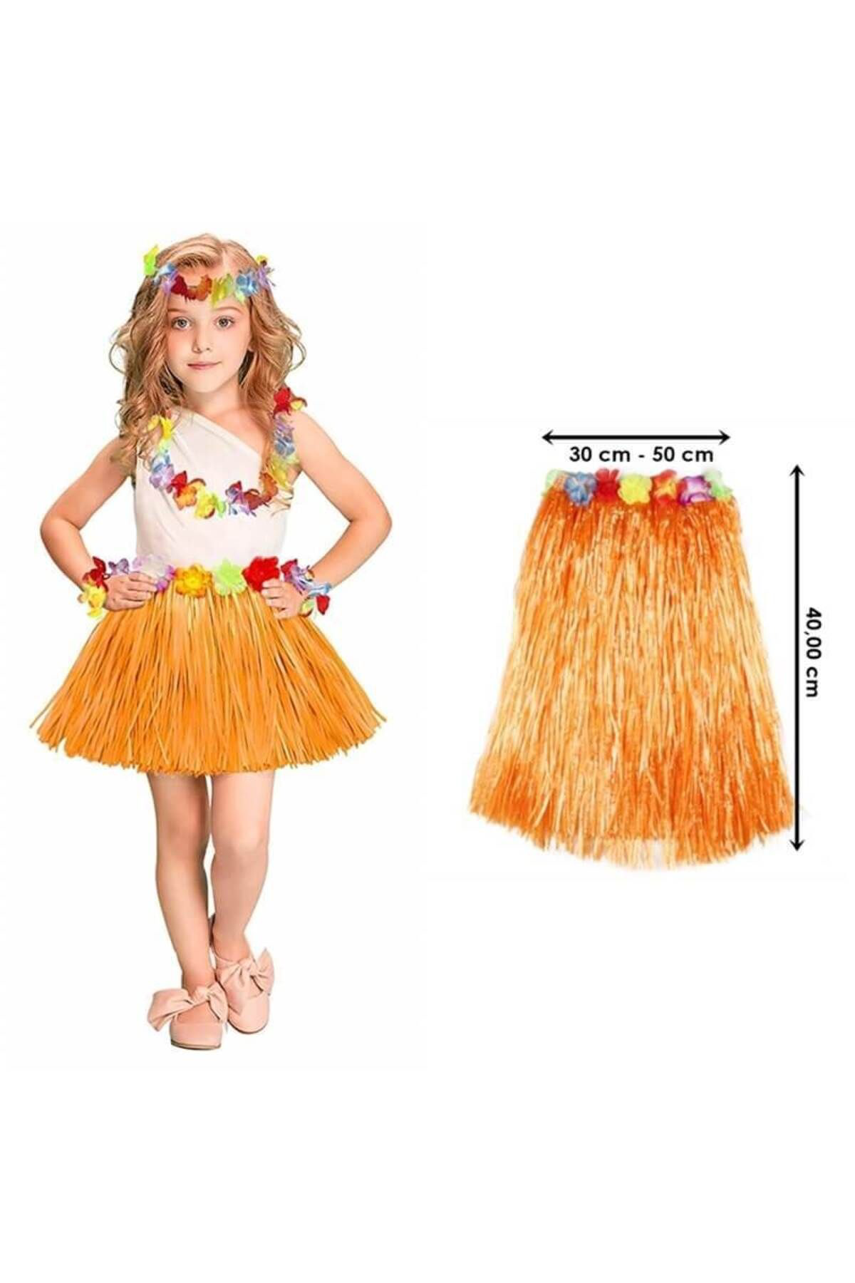 Ok Aksesuar Hawaii Hula Eteği Turuncu Renk 40 Cm  Go50603579680