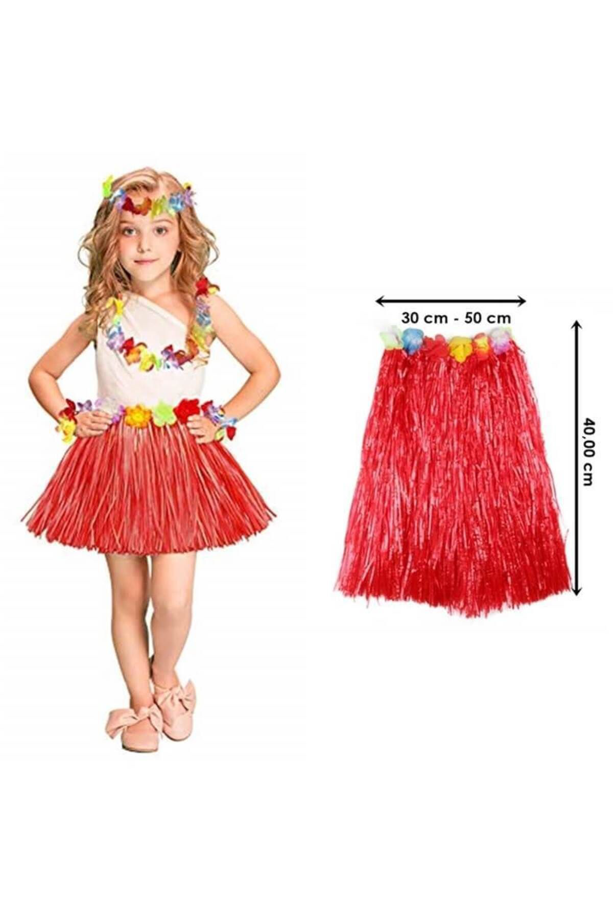 Ok Aksesuar Hawaii Hula Eteği Kirmizi Renk 40 Cm  Go50605450370
