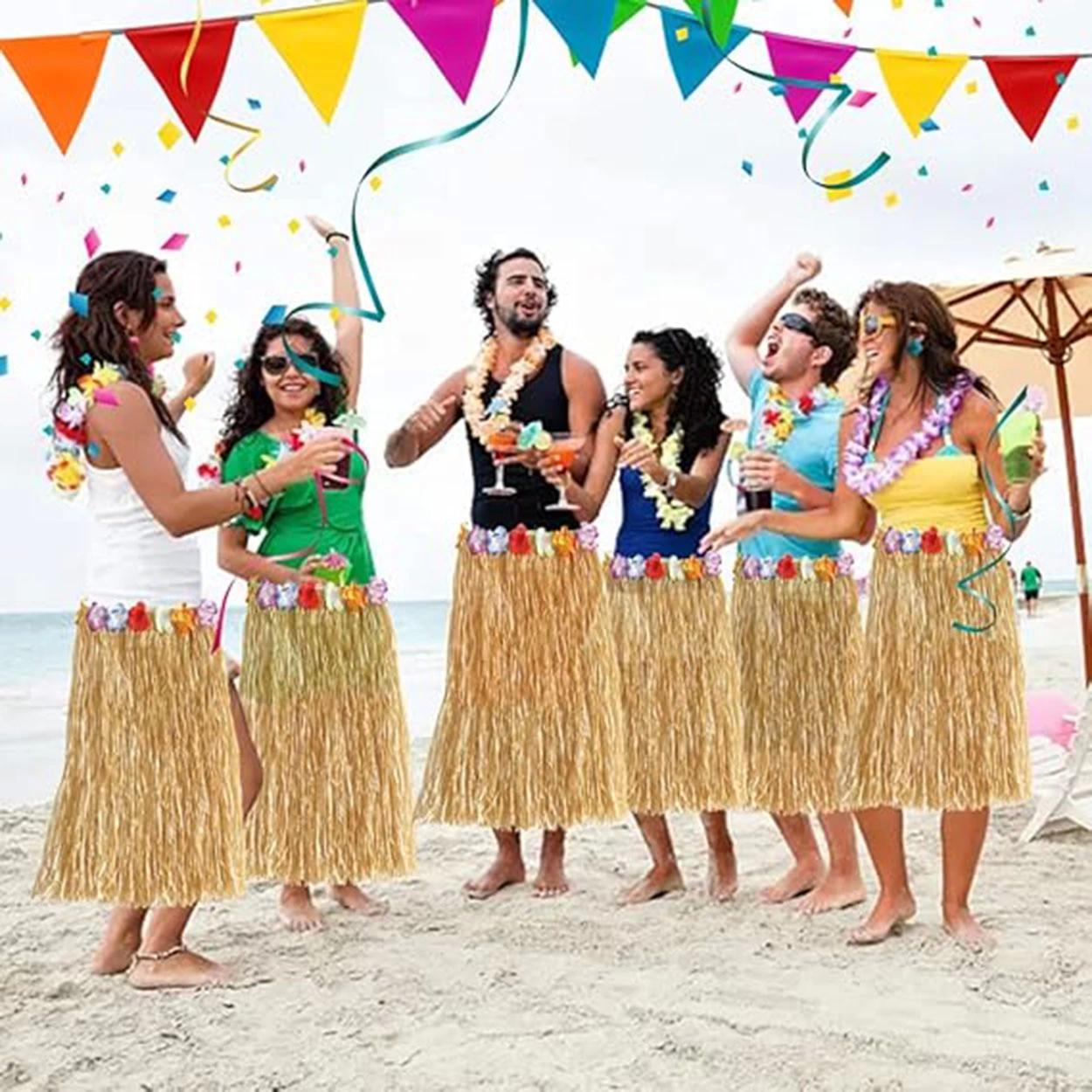Hawaii Tarzı Hula Eteği – 60 Cm Hasır Naturel Etek