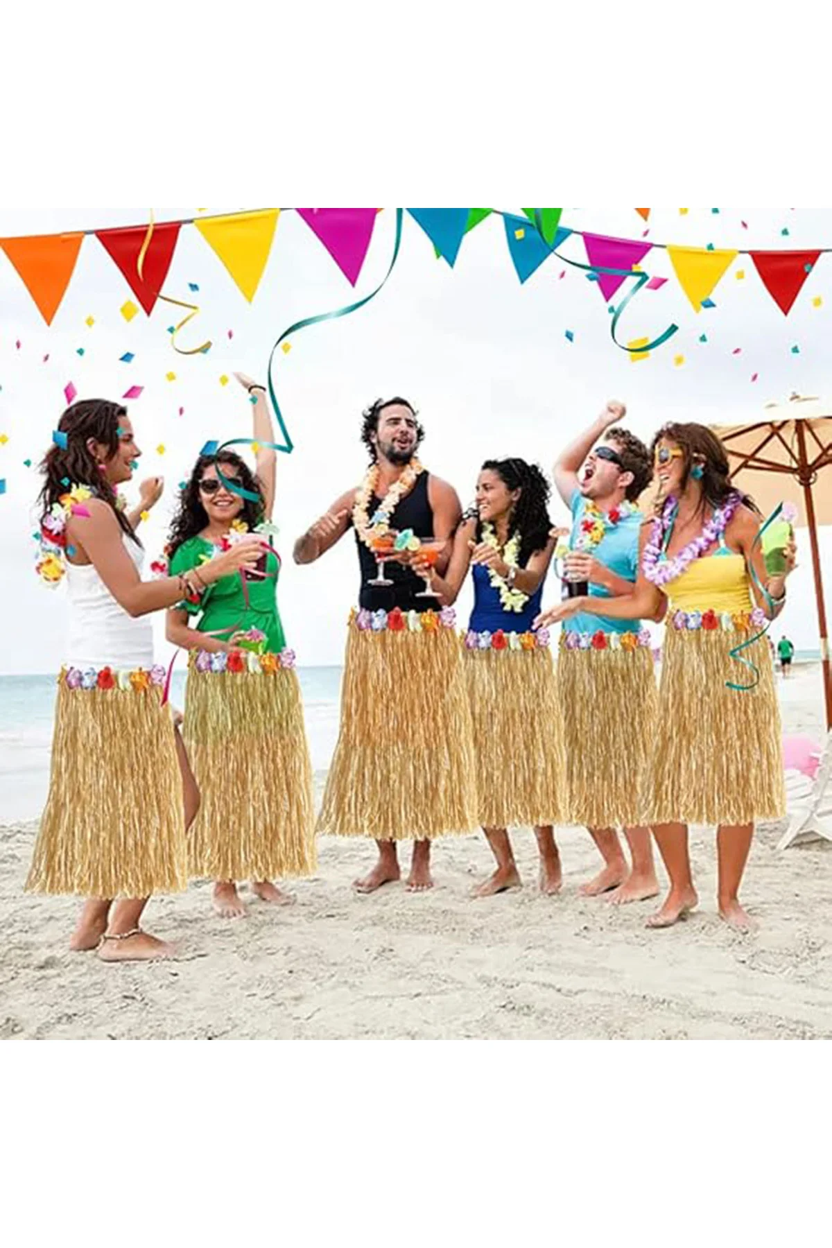 Hawaii Tarzı Hula Eteği – 60 cm Hasır Naturel Etek (5060)