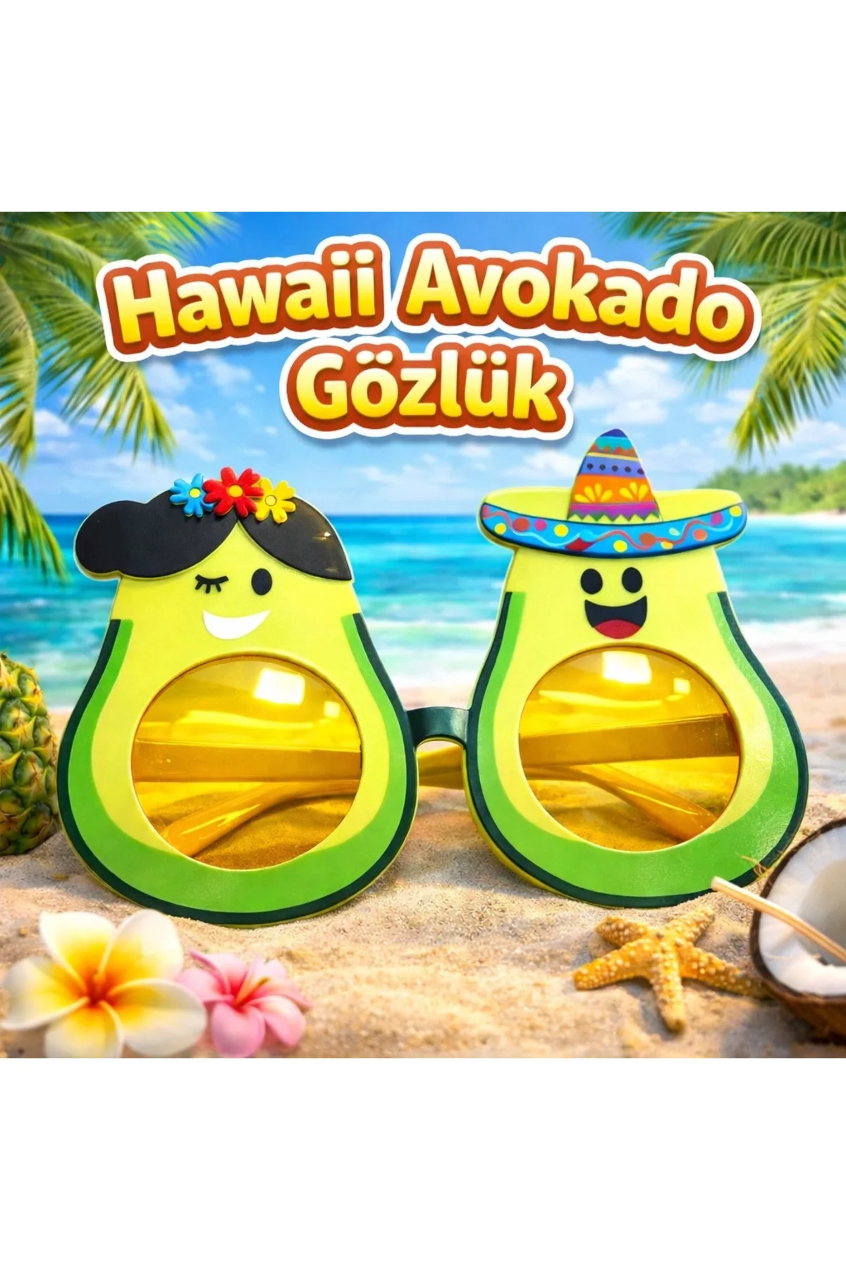 Hawaii Temalı Avokado Gözlük – Kostüm Parti Gözlüğü - Lisinya Hawaii Temalı Avokado Gözlük – Kostüm Parti Gözlüğü - Lisinya