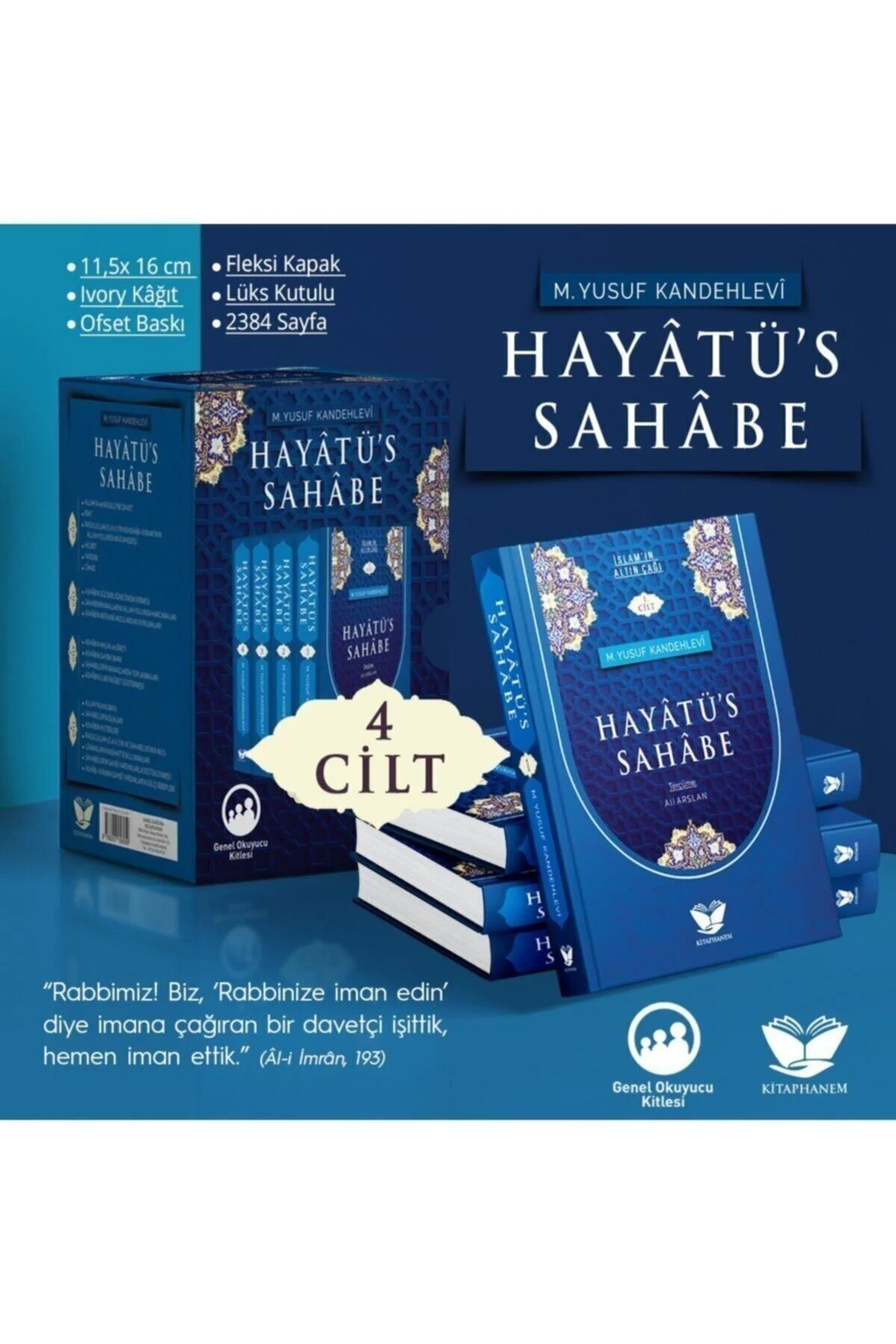 Hayatüs Sahabe Tercümesi(4 Cilt)m.y.kandehlevi.sempatik Boy Ciltl