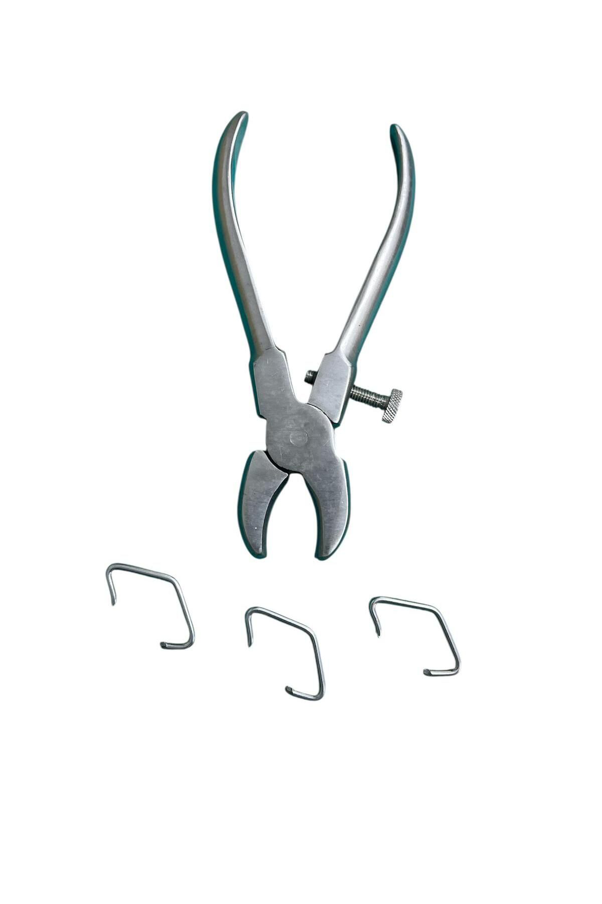 Ekvet Hayvan Deri Dikme Agraf Pensi 17 Cm Paslanmaz Pimli