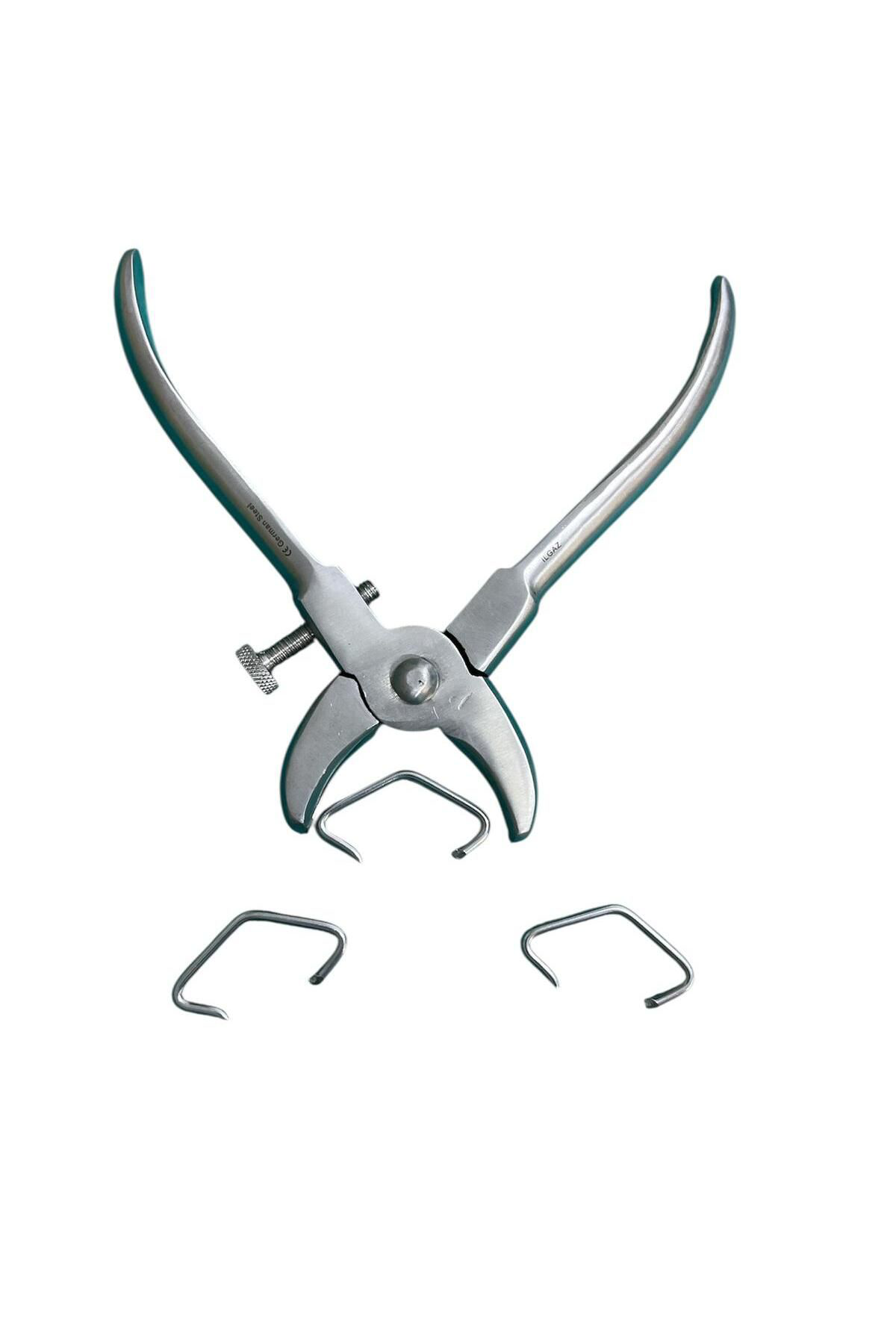 Ekvet Hayvan Deri Dikme Agraf Pensi 17 Cm Paslanmaz Pimli