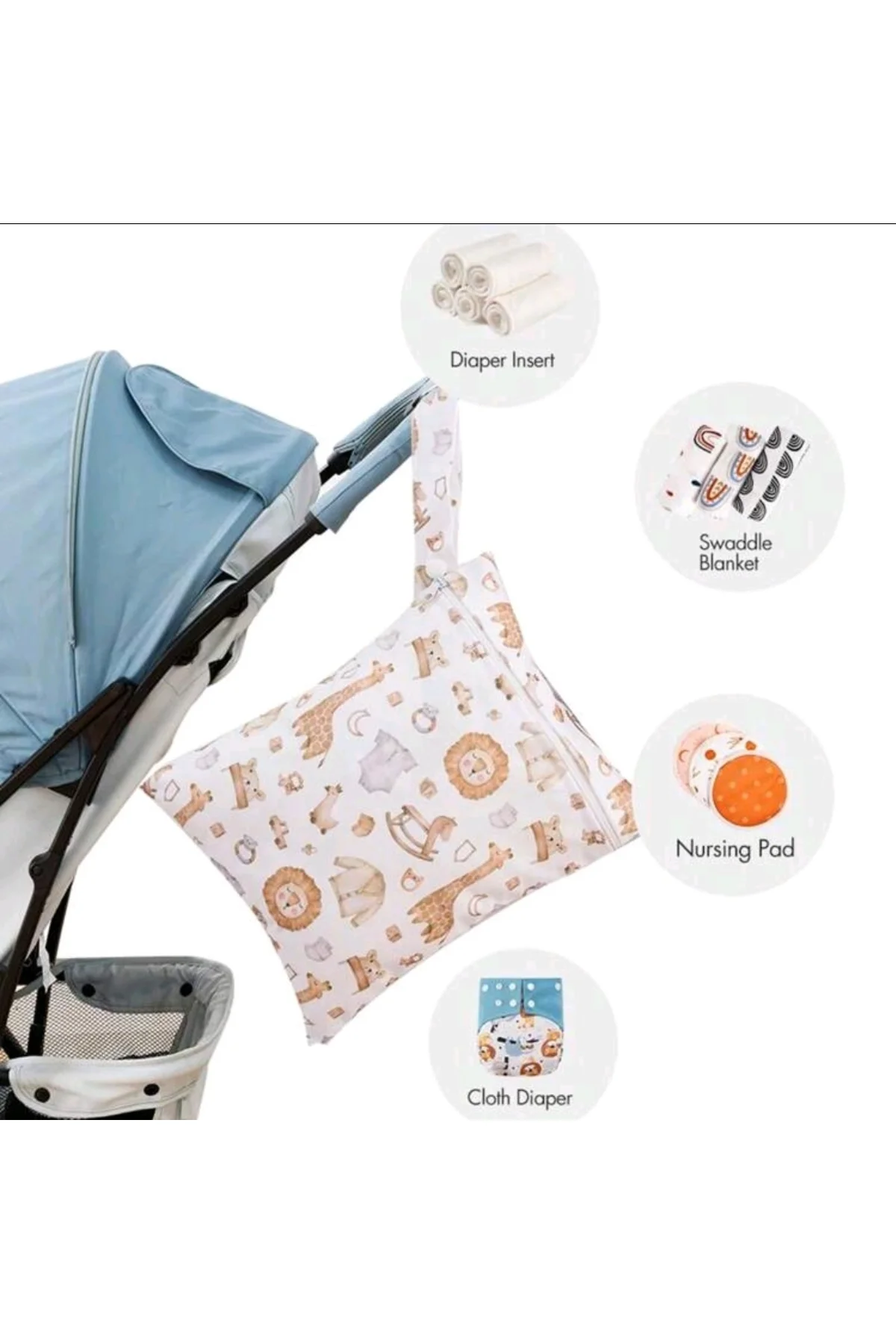 Hayvan Desenli 3'lü Set Organizer Askılı Seyahat Çantası