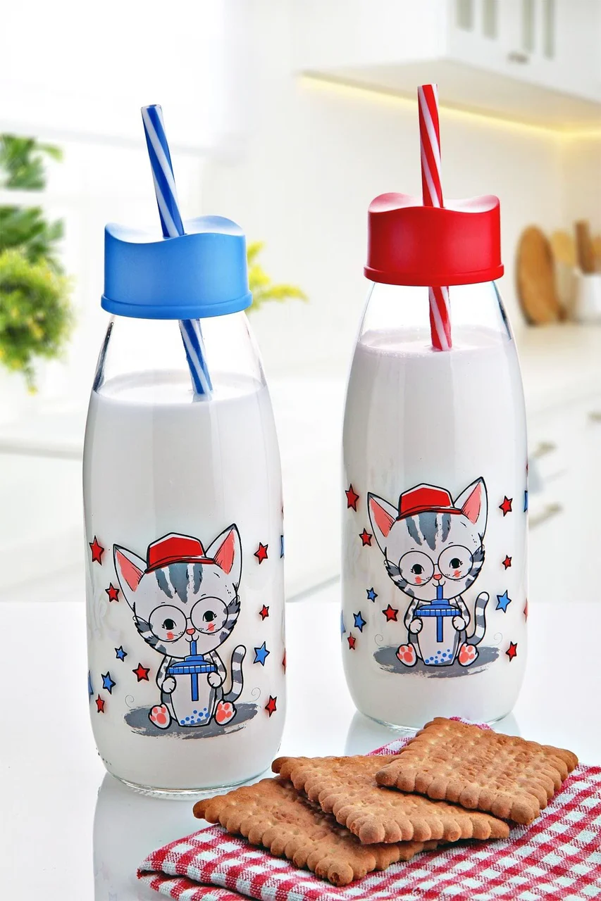 Hayvan Figürlü Pipetli Su Ve Süt Şişesi Cam 500 Ml Diğer