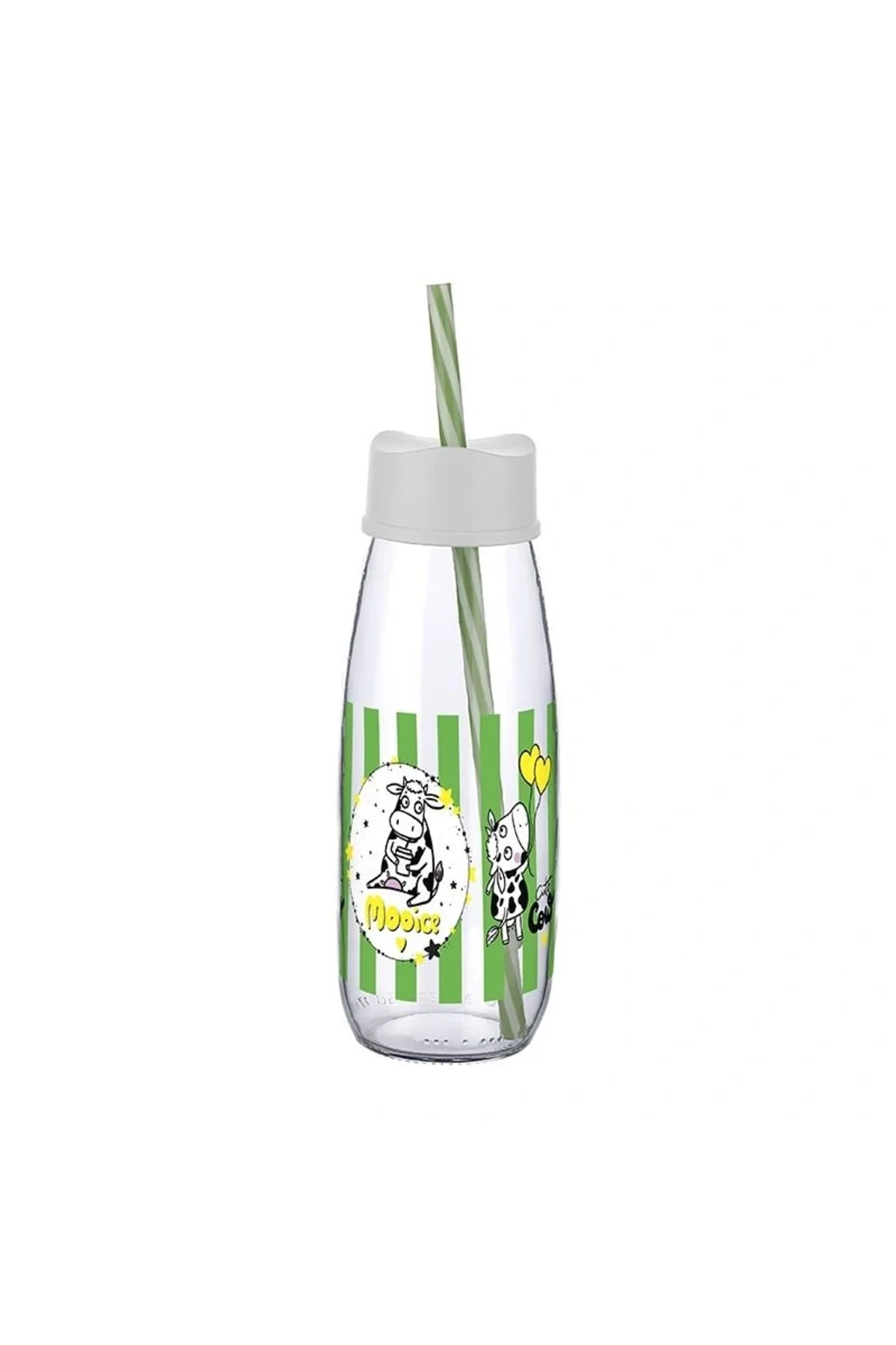 Hayvan Figürlü Pipetli Su Ve Süt Şişesi Cam 500 Ml - Görsel 2