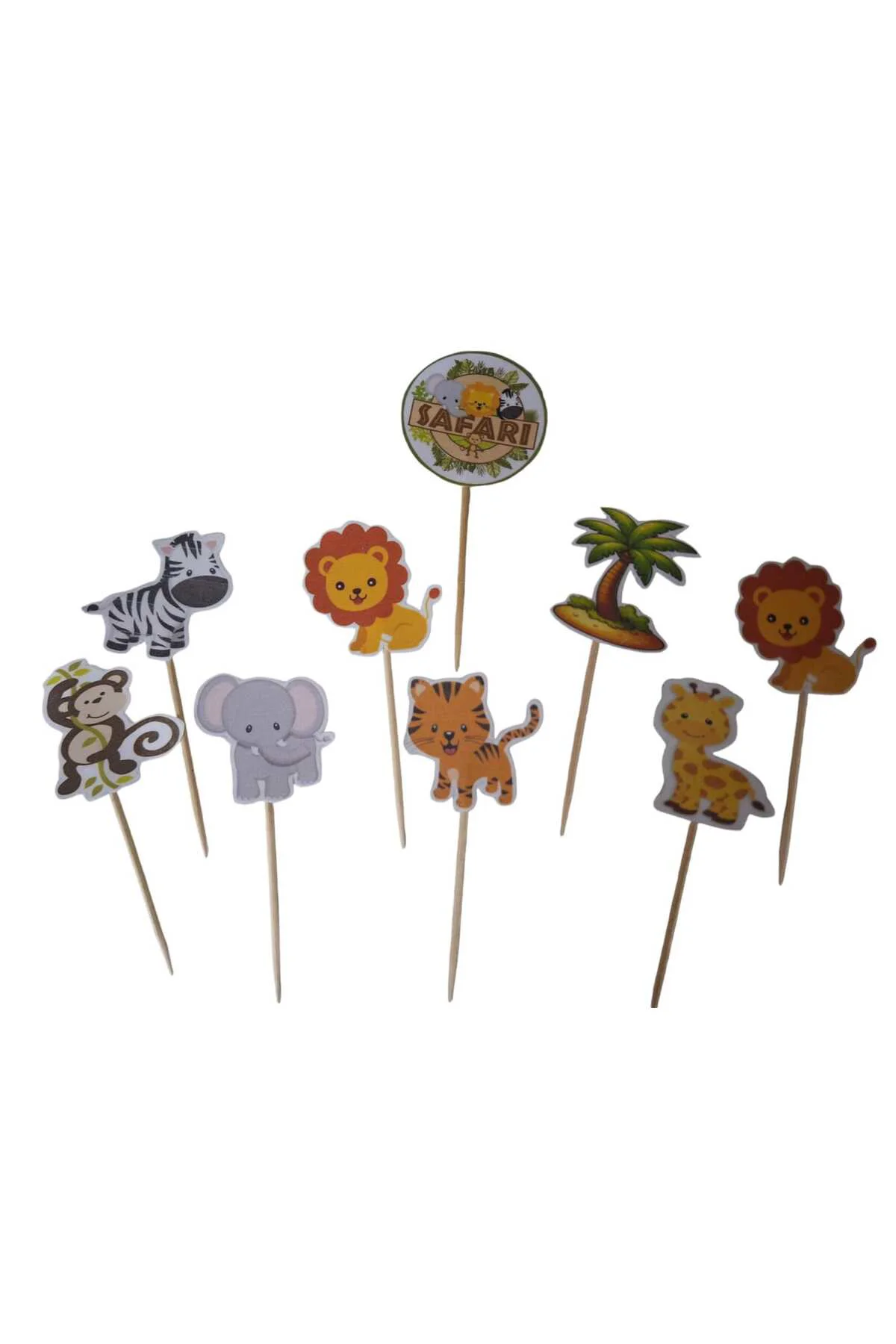 HAYVAN SAFARİ TEMALI DOĞUM GÜNÜ PASTA SÜSÜ KÜRDANI , CUPKEK 15 Lİ