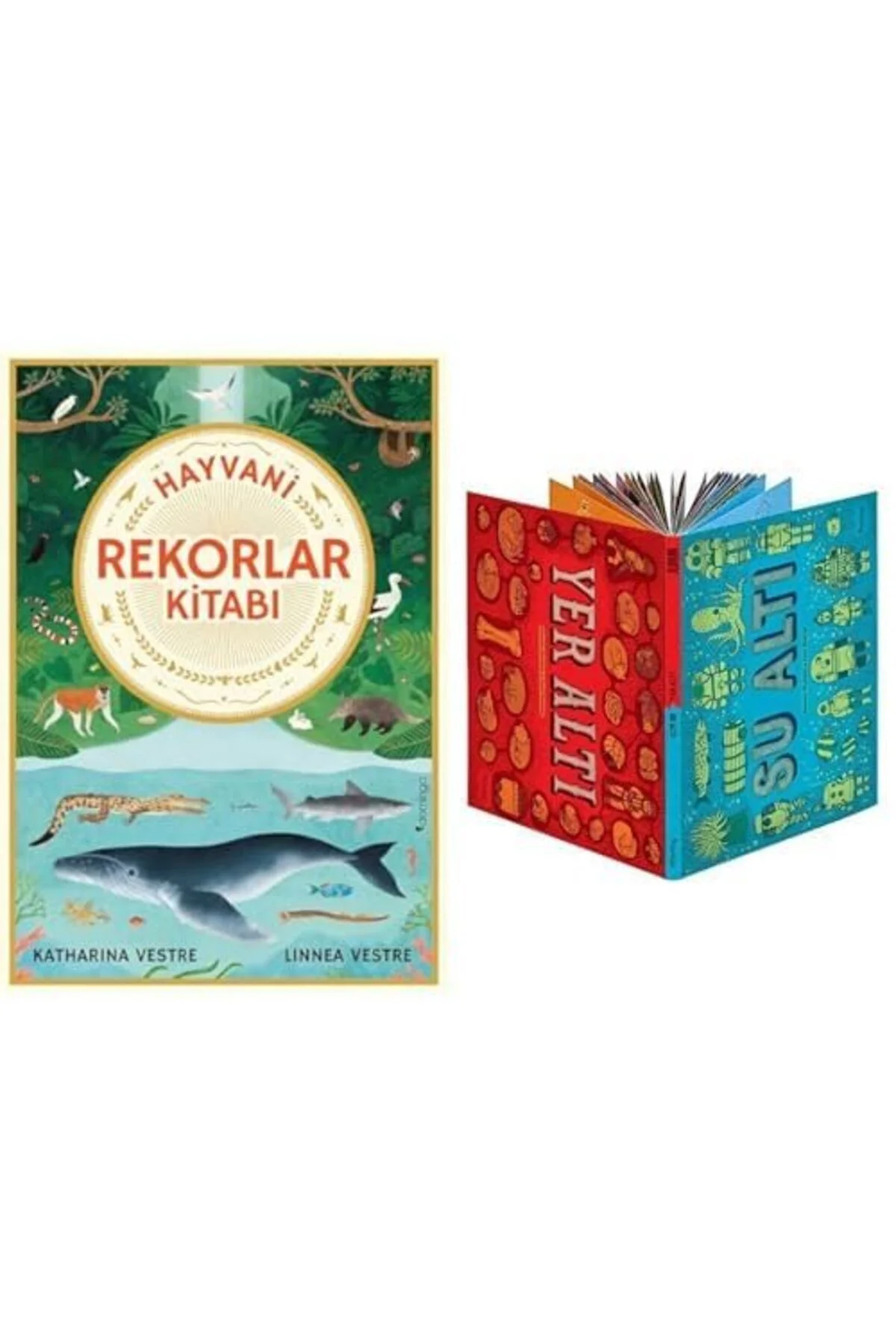 hayvani rekorlar kitabi + yer alti su alti =(2 kitap)