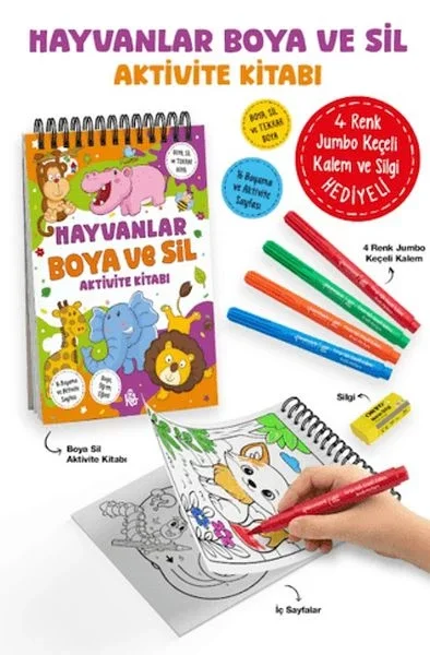 Hayvanlar - Boya ve Sil Aktivite Kitabı / 3 Yaş + Fiyatı, Yorumları ve Özellikleri