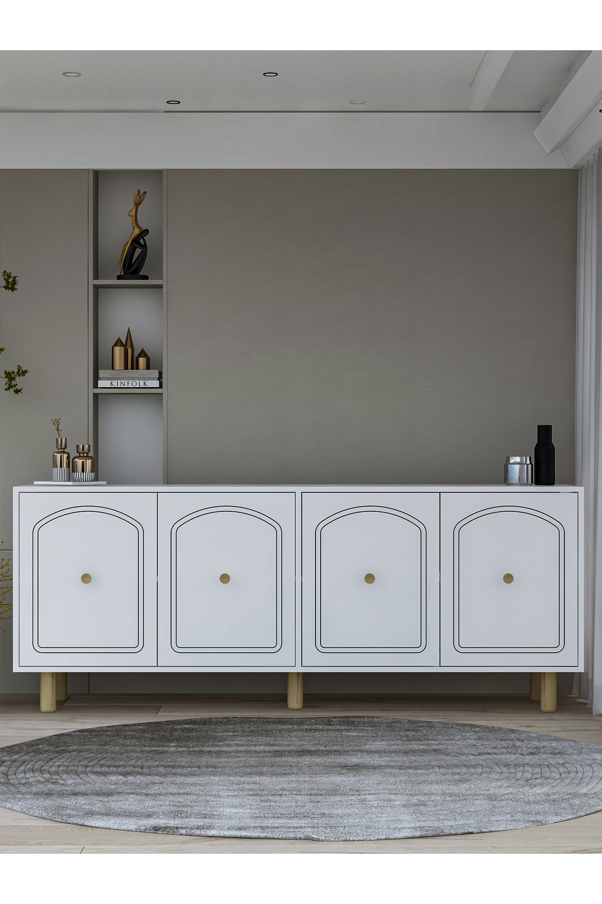 Cantek Dizayn Hazalct(Kx180) Bohem Konsol Beyaz-Beyaz