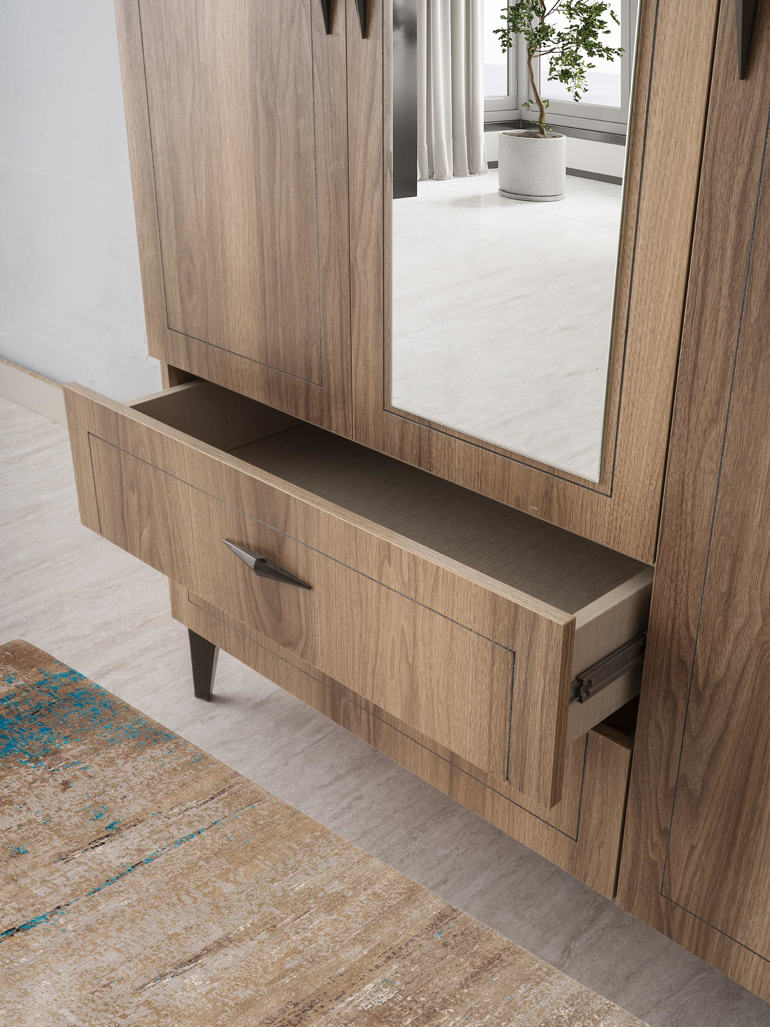 Erezogullari Mobilya Hazar 3 Kapili 2 Çekmeceli Gardirop Elbise Dolabi 120X47x200