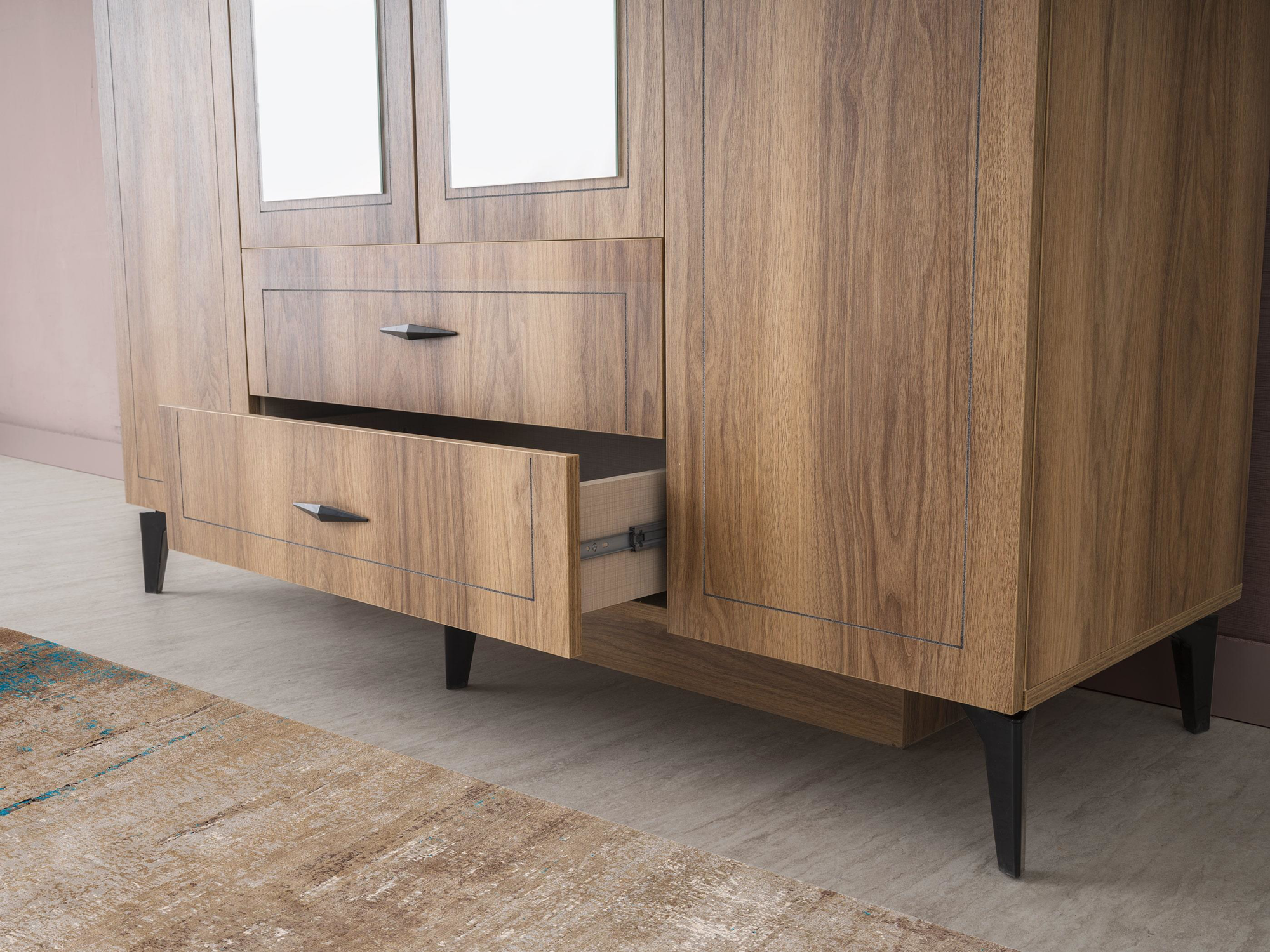 Erezogullari Mobilya Hazar 4 Kapili Aynali Gardirop Elbise Dolabi 160X55x200cm