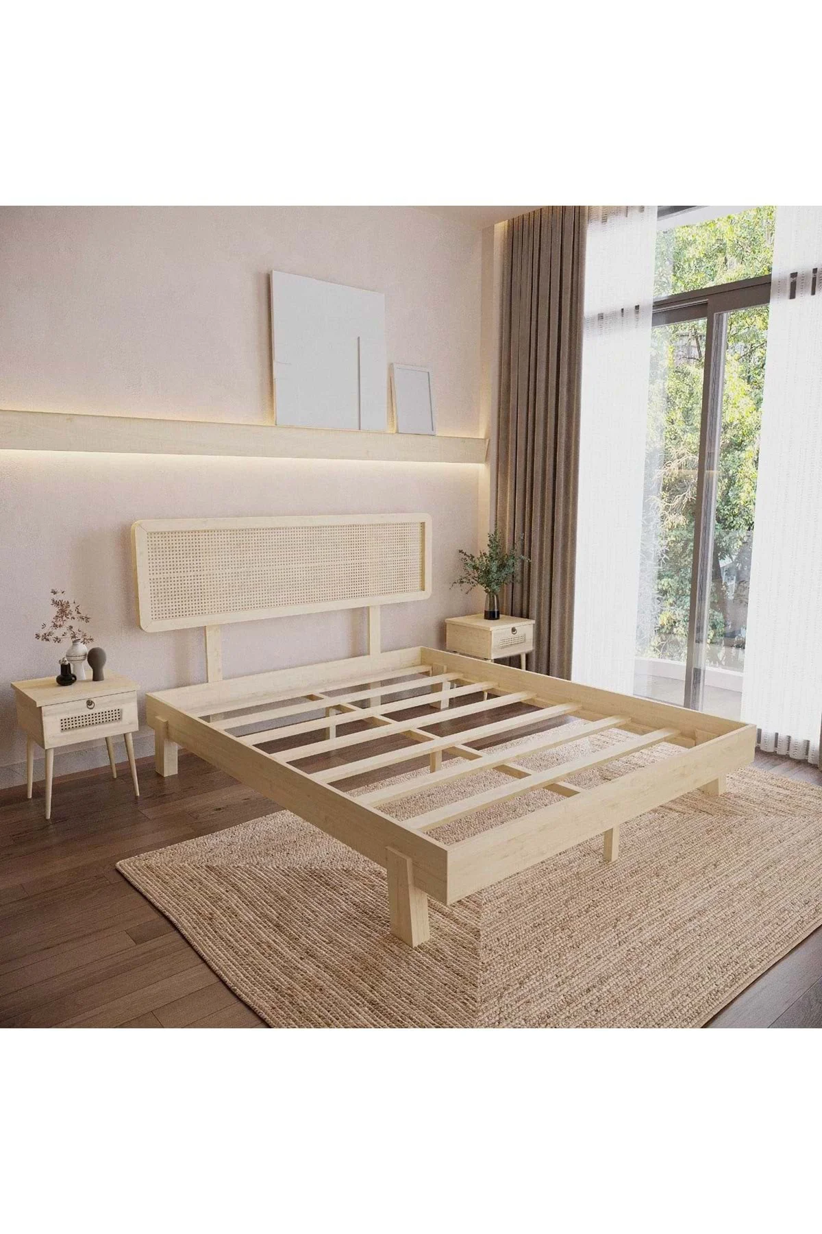 Hazeran Lilyum Model Doğal Ahşap Karyola Ve İki komodin Set Fiyatı, Yorumları ve Özellikleri