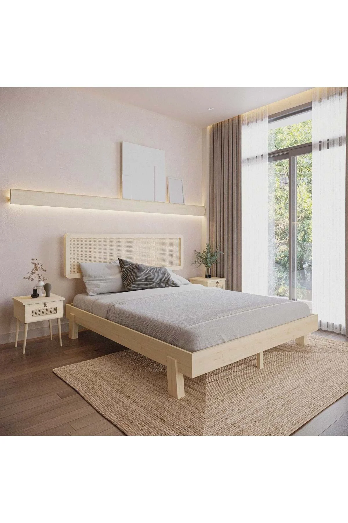 Hazeran Lilyum Model Doğal Ahşap Karyola Ve İki komodin Set Fiyatı, Yorumları ve Özellikleri