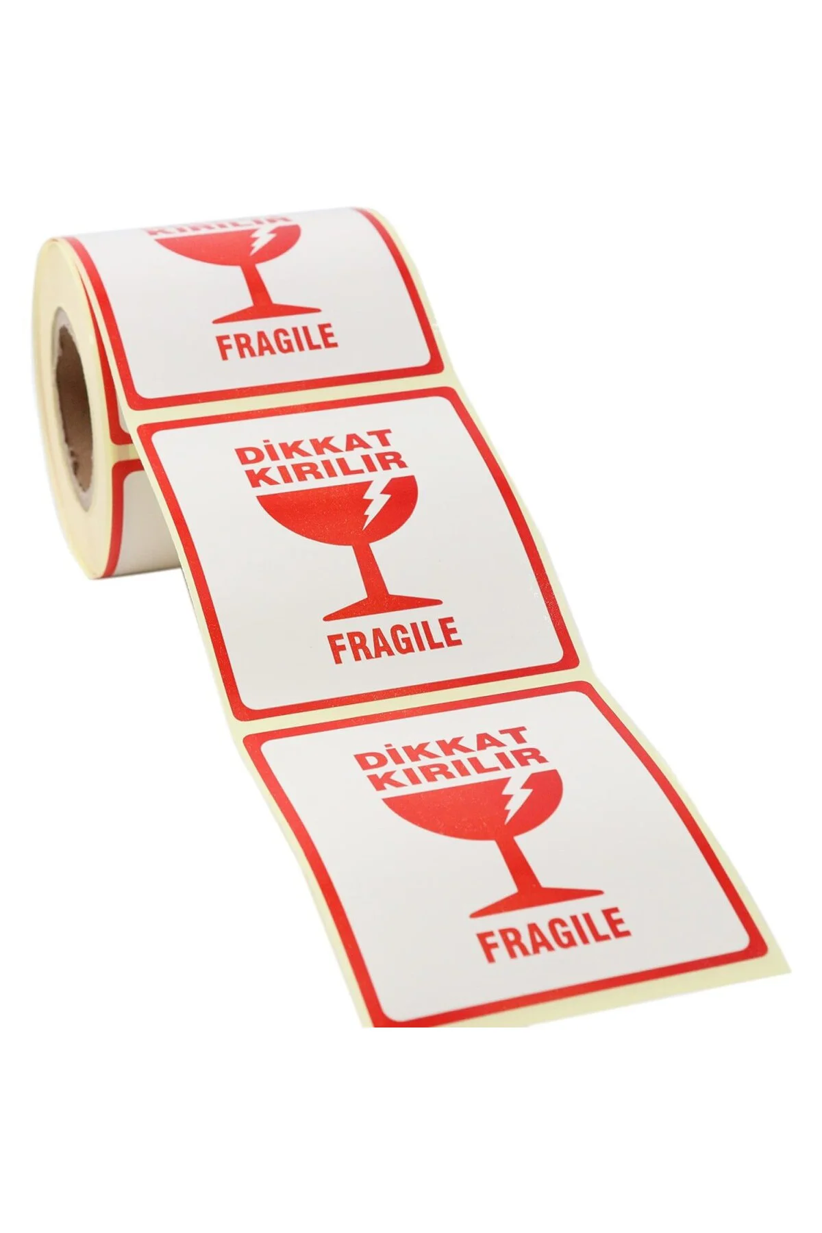 Hazır Kırılır Etiketi, Fragile Label 70mm x 80mm Ruloda 250 Adet 