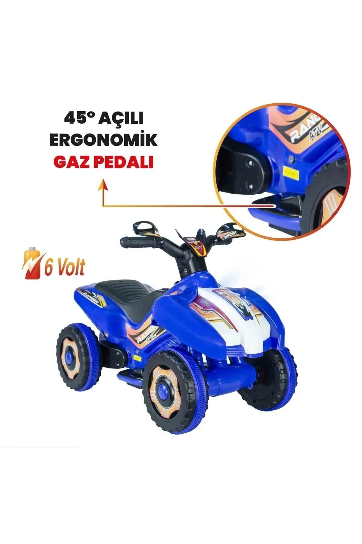 Hazır Kurulu Led Işıklı Müzikli Akülü Atv Motor Mavi