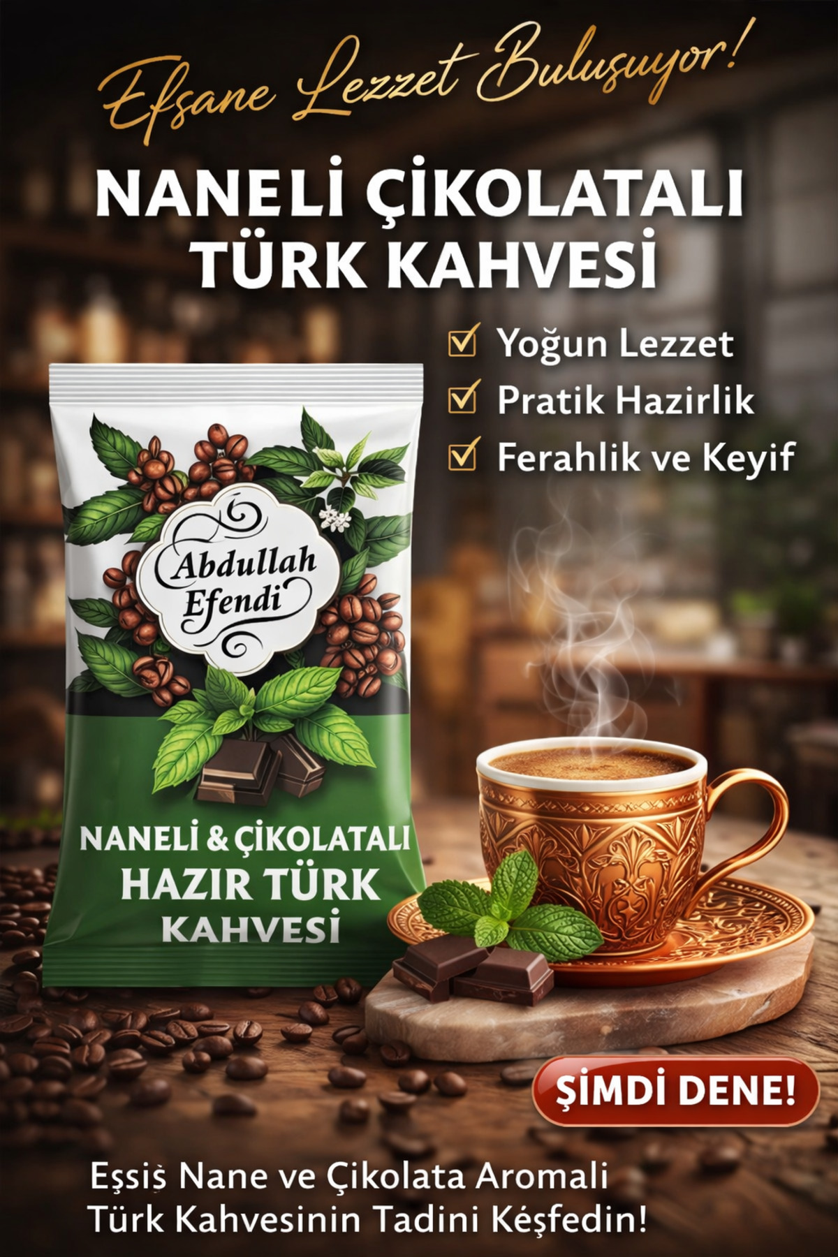 Hazır Türk kahvesi Naneli & Çikolatalı AROMALI 100 gr