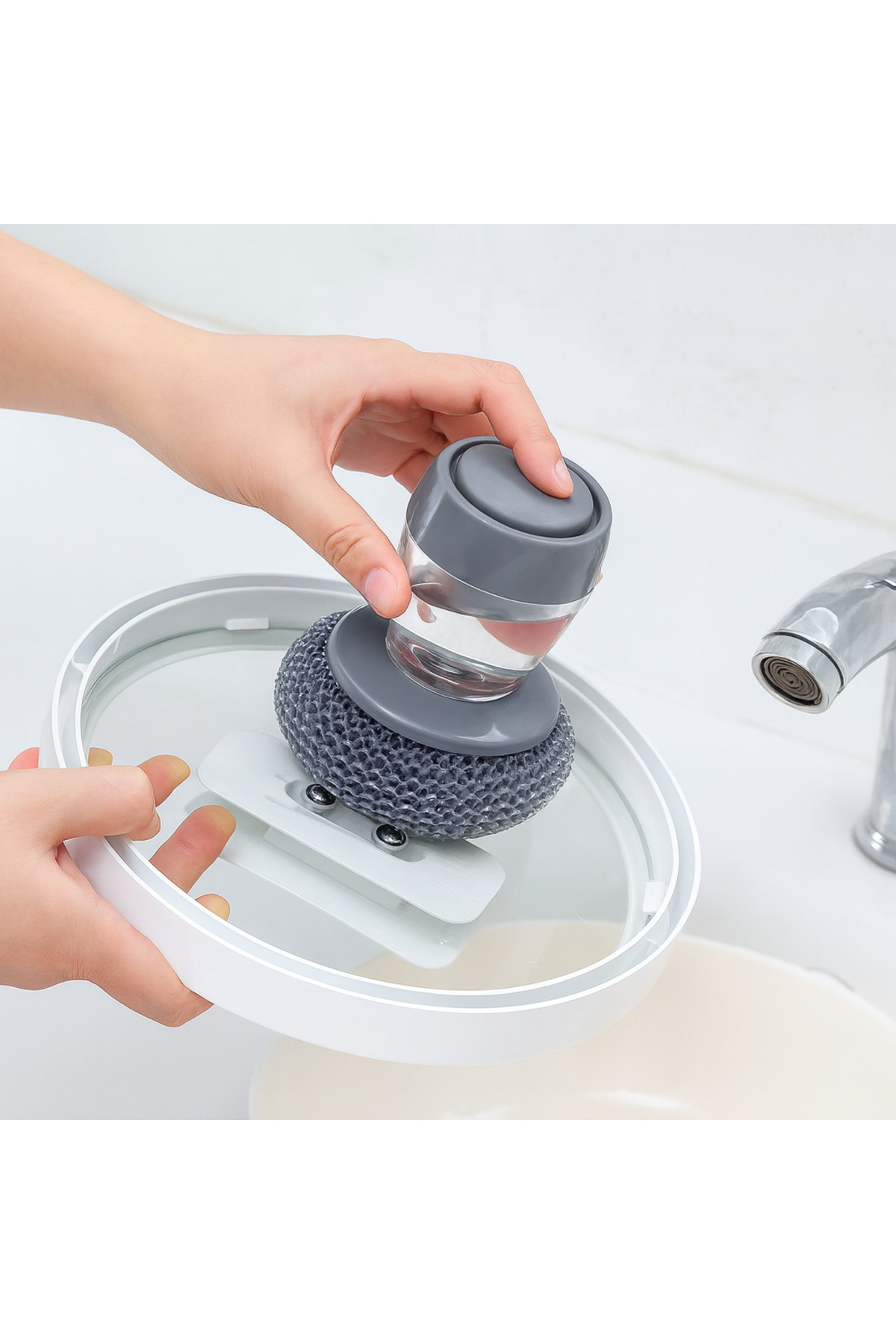 Pazar Kapısı Hazneli Bulaşık Teli Yıkama Temizleme Teli Yedek Başlıklı