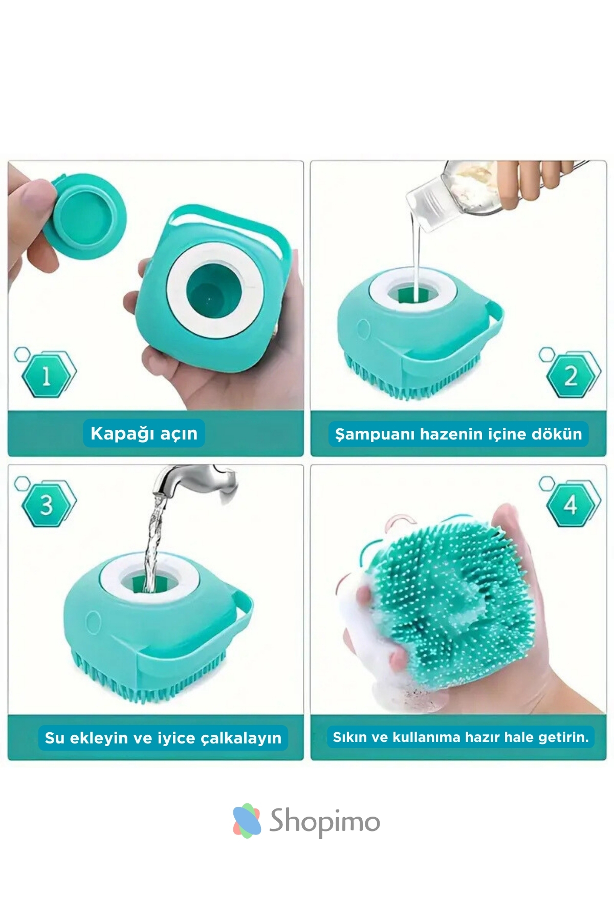 Hazneli Silikon Banyo Kesesi - Şampuan Hazneli Seyahat Tipi Masaj