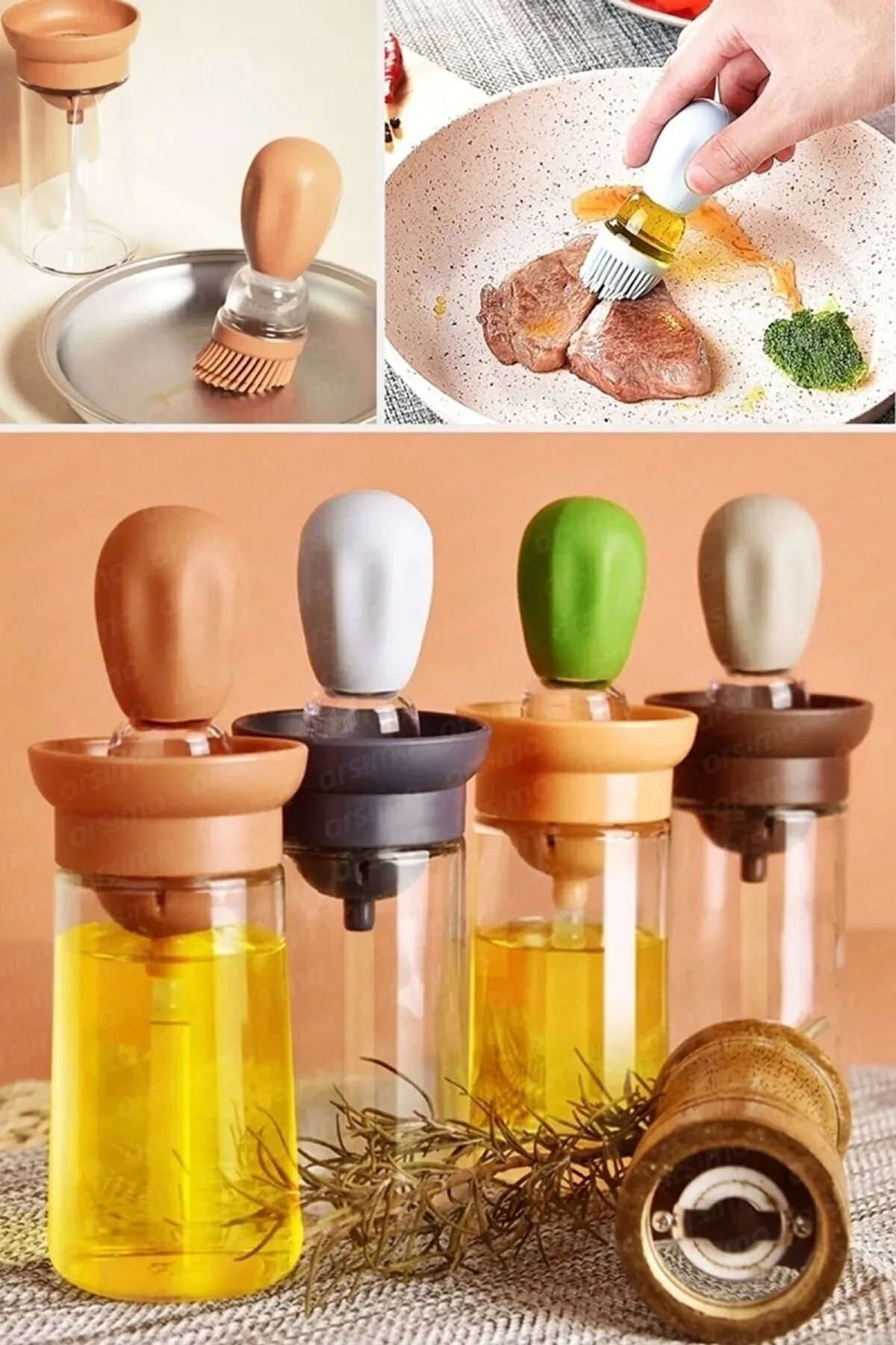 İndecor Hazneli Silikon Yağ Sos Ve Yumurta Firçasi Yağ Firçasi Yağlik Sil