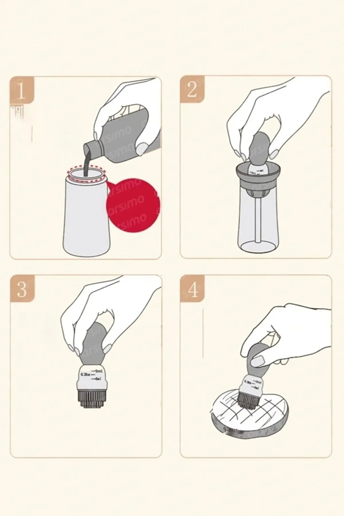 İndecor Hazneli Silikon Yağ Sos Ve Yumurta Firçasi Yağ Firçasi Yağlik Sil