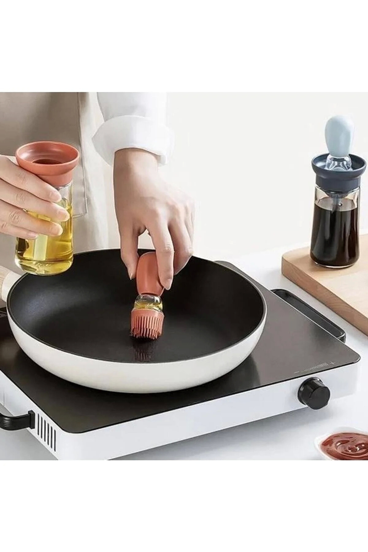 İndecor Hazneli Silikon Yağ Sos Ve Yumurta Firçasi Yağ Firçasi Yağlik Sil