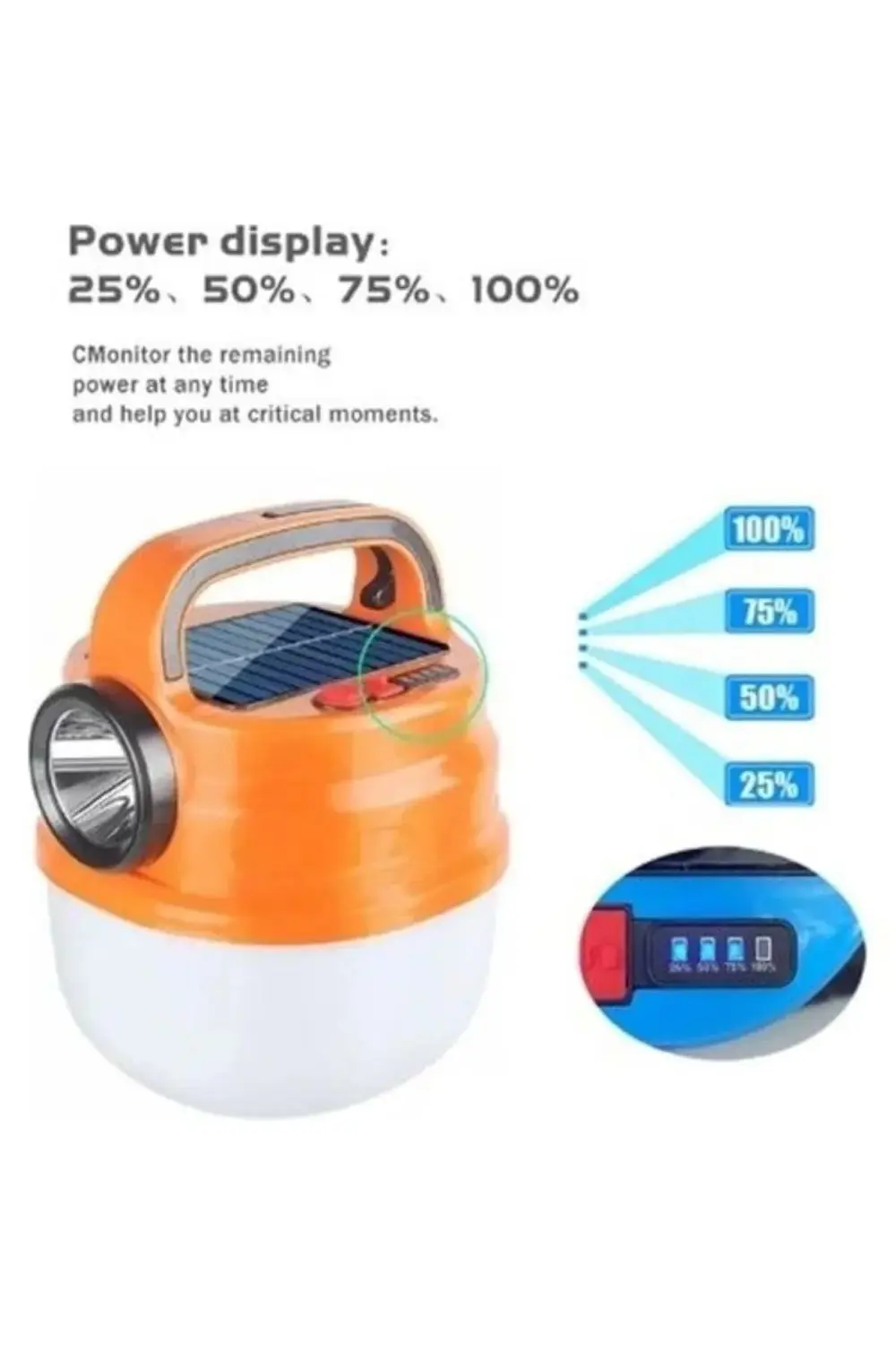 Hb-v70 50w Güneş Şarjlı Solar Lamba Mavi Kamp, Arıcılık,bahçe