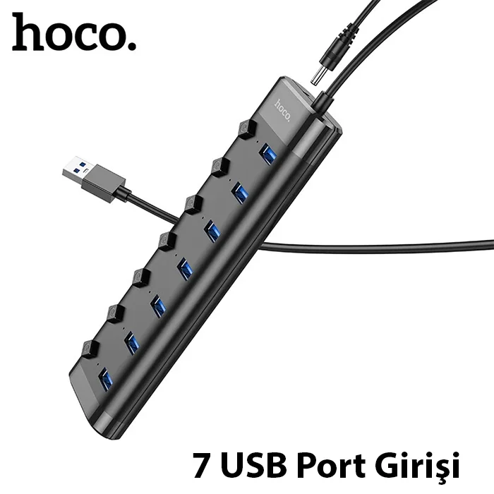HB40 7xUSB 3.0 Anahtarlı Hızlı Şarj ve Veri Okuyucu - USB Hub
