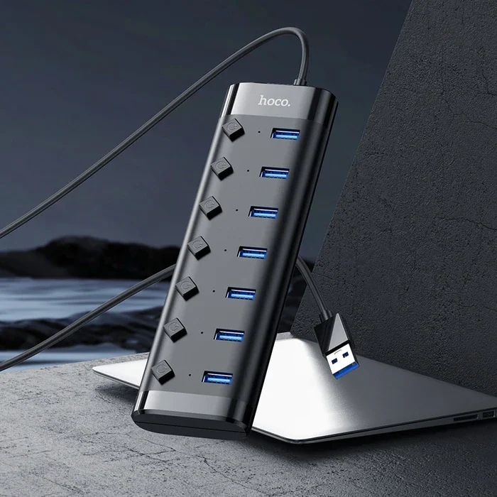 HB40 7xUSB 3.0 Anahtarlı Hızlı Şarj ve Veri Okuyucu - USB Hub