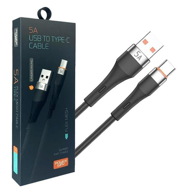 HC05 Örgülü 5 Amper USB TO Type- C 1 Metre Şarj Data Kablosu (474