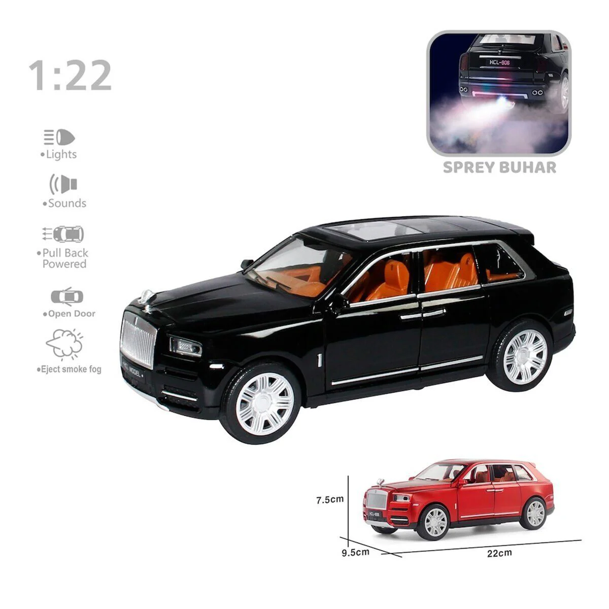 HCL-506 KUT CB 1 22 SESLİ VE IŞIKLI BUHARLI RR LUX JEEP(Belirtilen fiyat, tekli satış için adet fiyatıdır.)