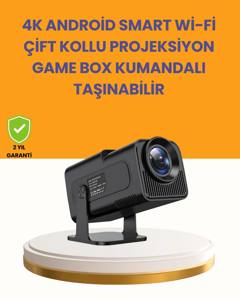 HCS350pro 1080P Full HD Taşınabilir Android Projektör - 450 ANSI Lümen, WiFi6, Retro Oyun