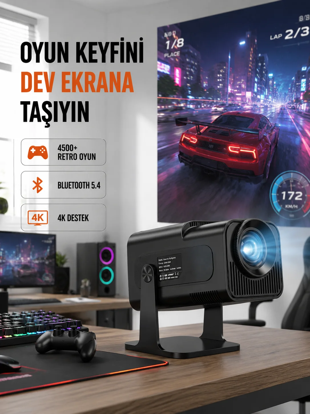 HCS350pro Android 11 İşletim Sistemli Mini Projektör Yeni Nesil