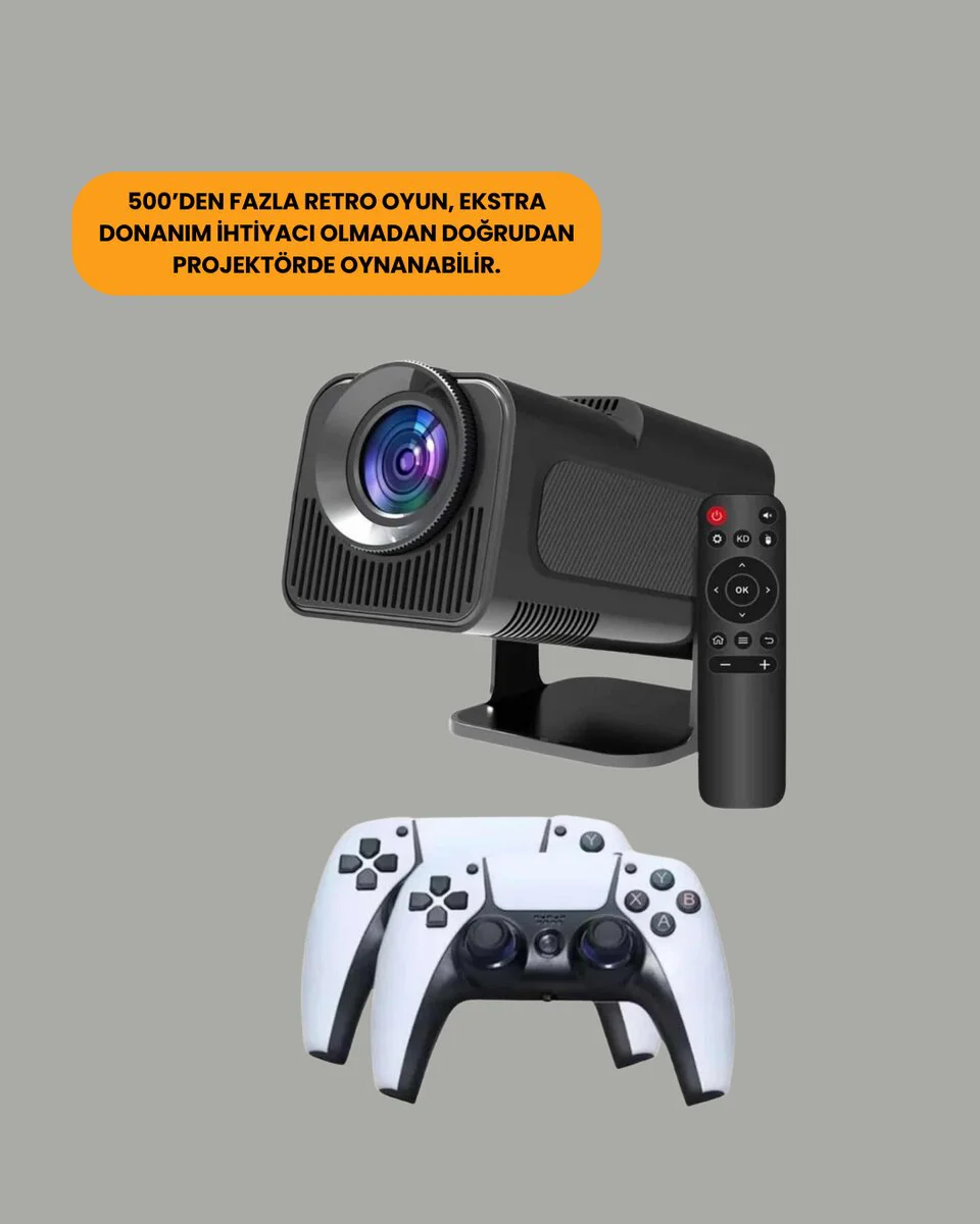 HCS350pro Android 11 Mini Projektör - 1080P 450 ANSI 4K Destekli Ev Eğlence Cihazı