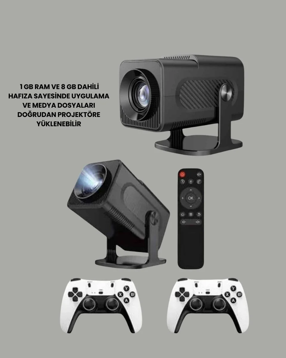 HCS350pro Android 11 Mini Projektör - 1080P 450 ANSI 4K Destekli Ev Eğlence Cihazı