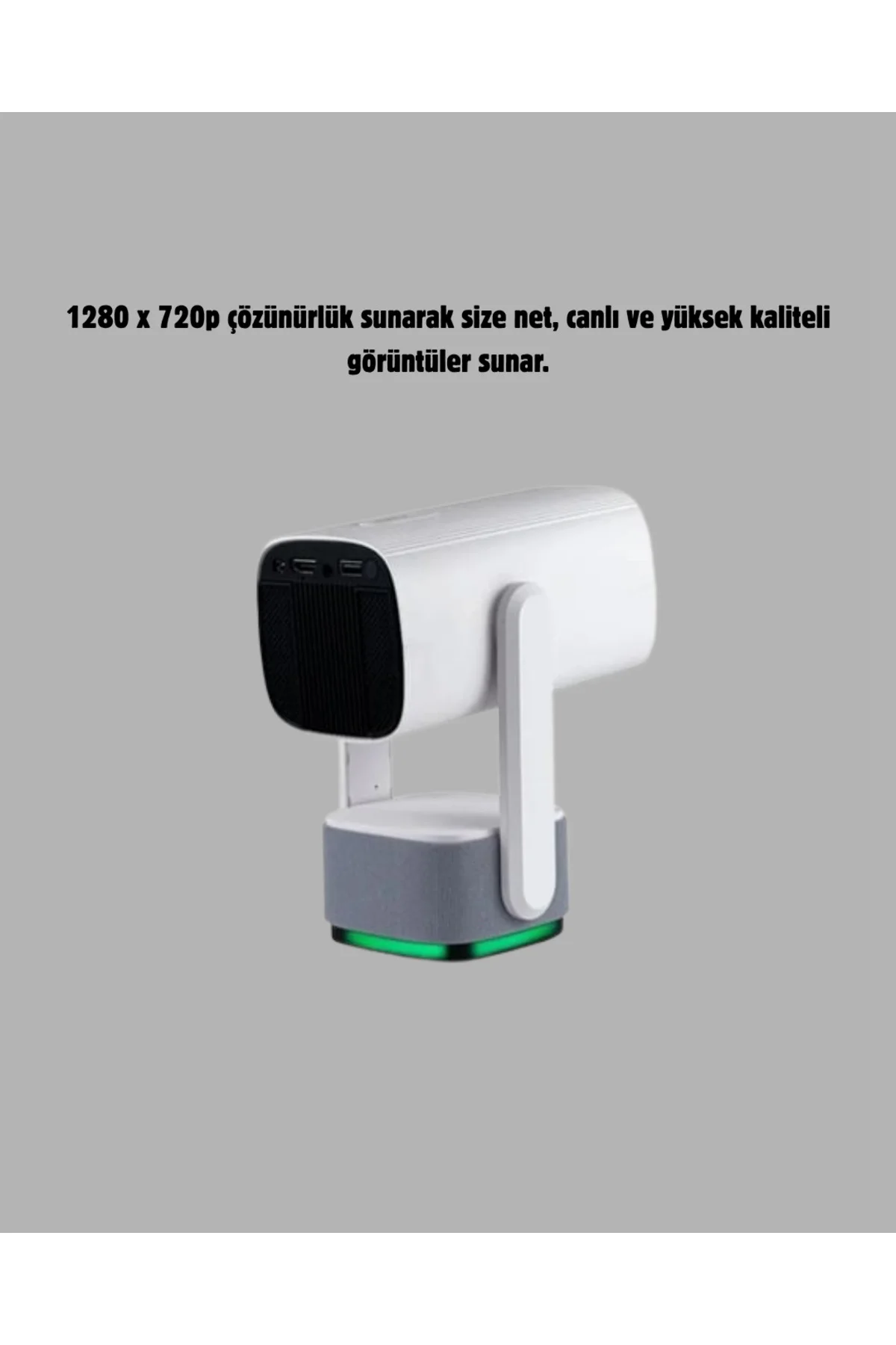HD 720p Projeksiyon Cihazı – Geniş Ekran, 10.000 Saat Ampul Ömrü,