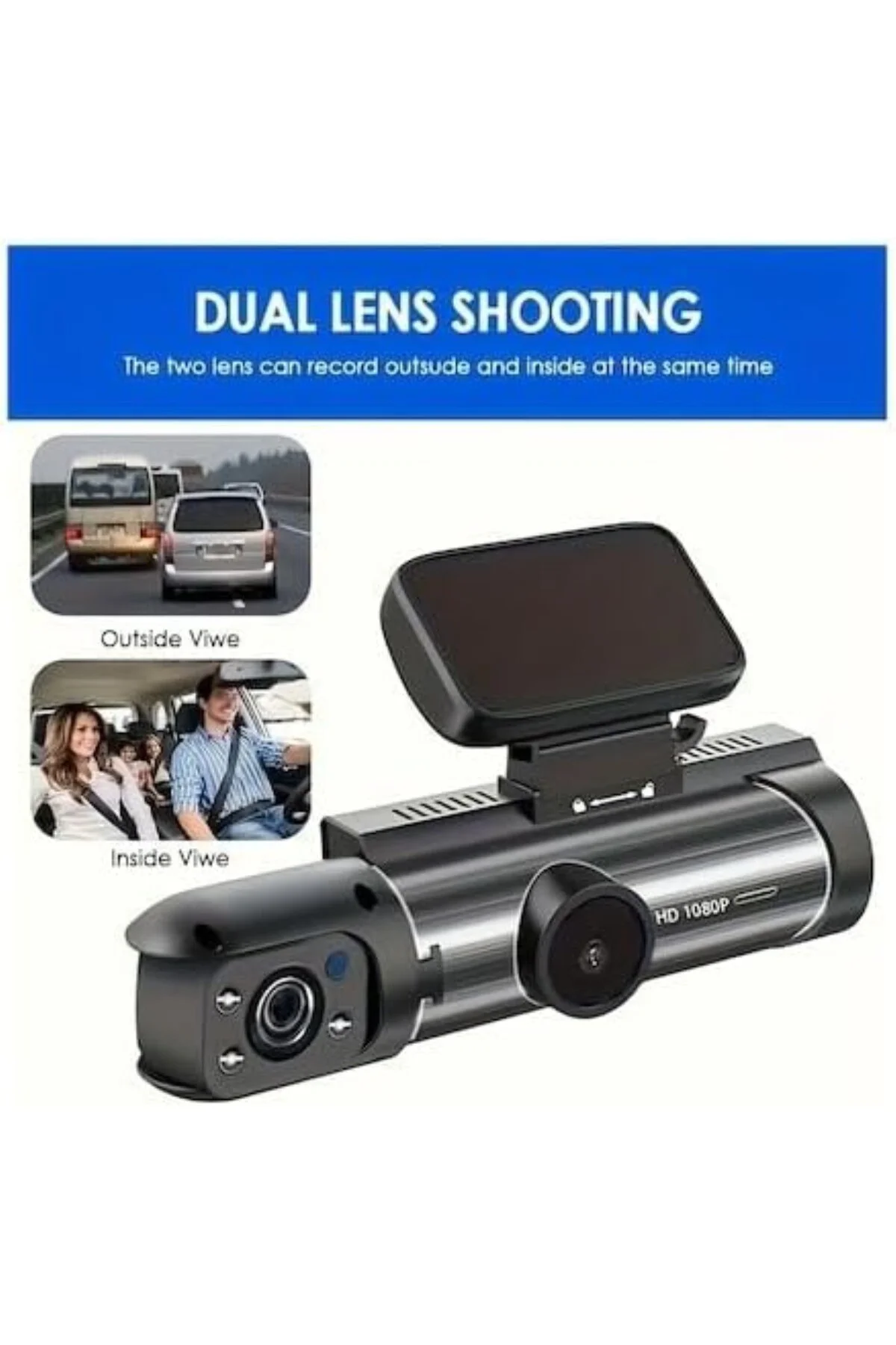 HD Araç Kamerası Araç Ön ve Araç içi Kamera 3.16 inç LCD Ekran, 5