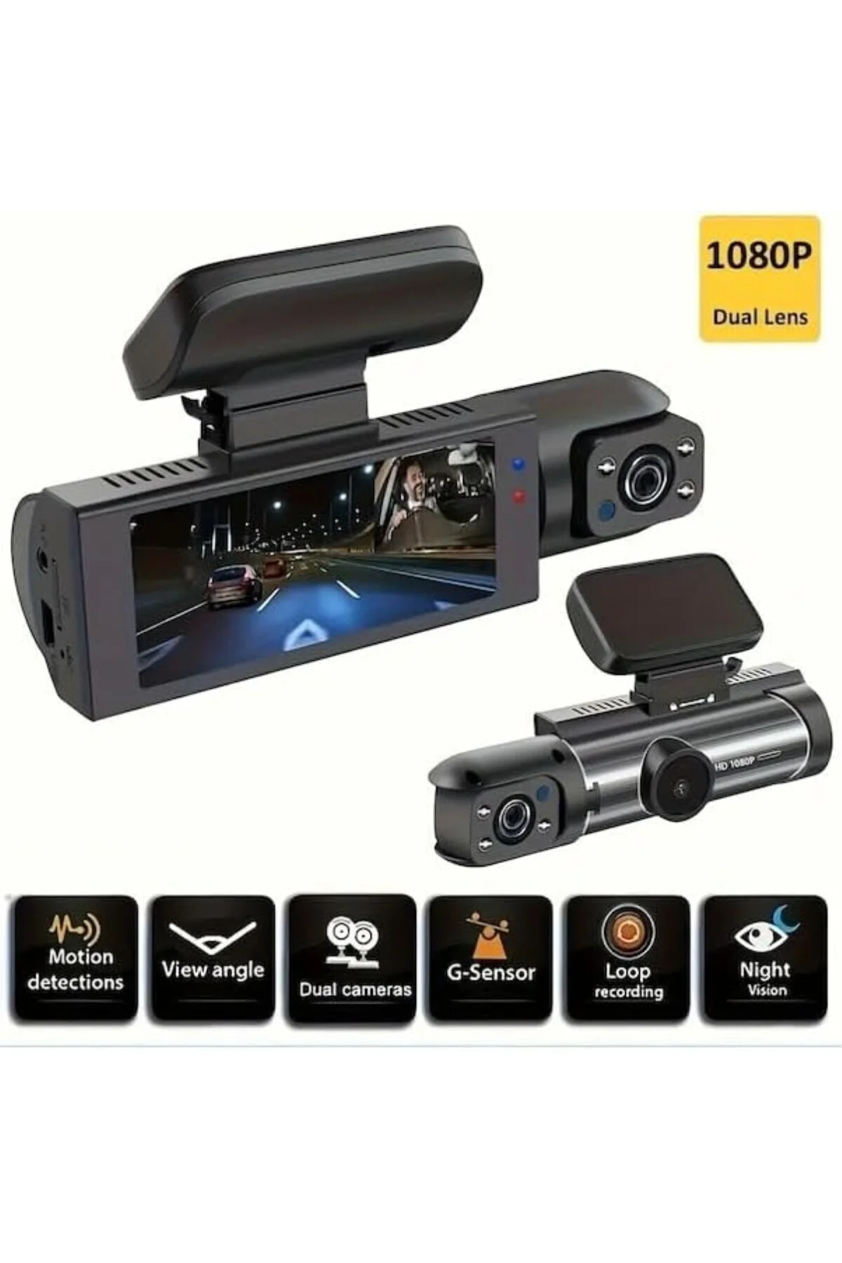 HD Araç Kamerası Araç Ön ve Araç içi Kamera 3.16 inç LCD Ekran, 5