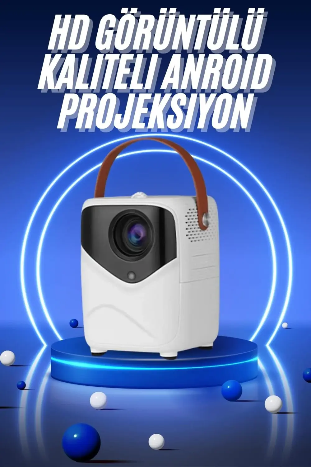 HD Ayaklı Portatif Projeksiyon Cihazı Bluetooth Wifi Akıllı Andro
