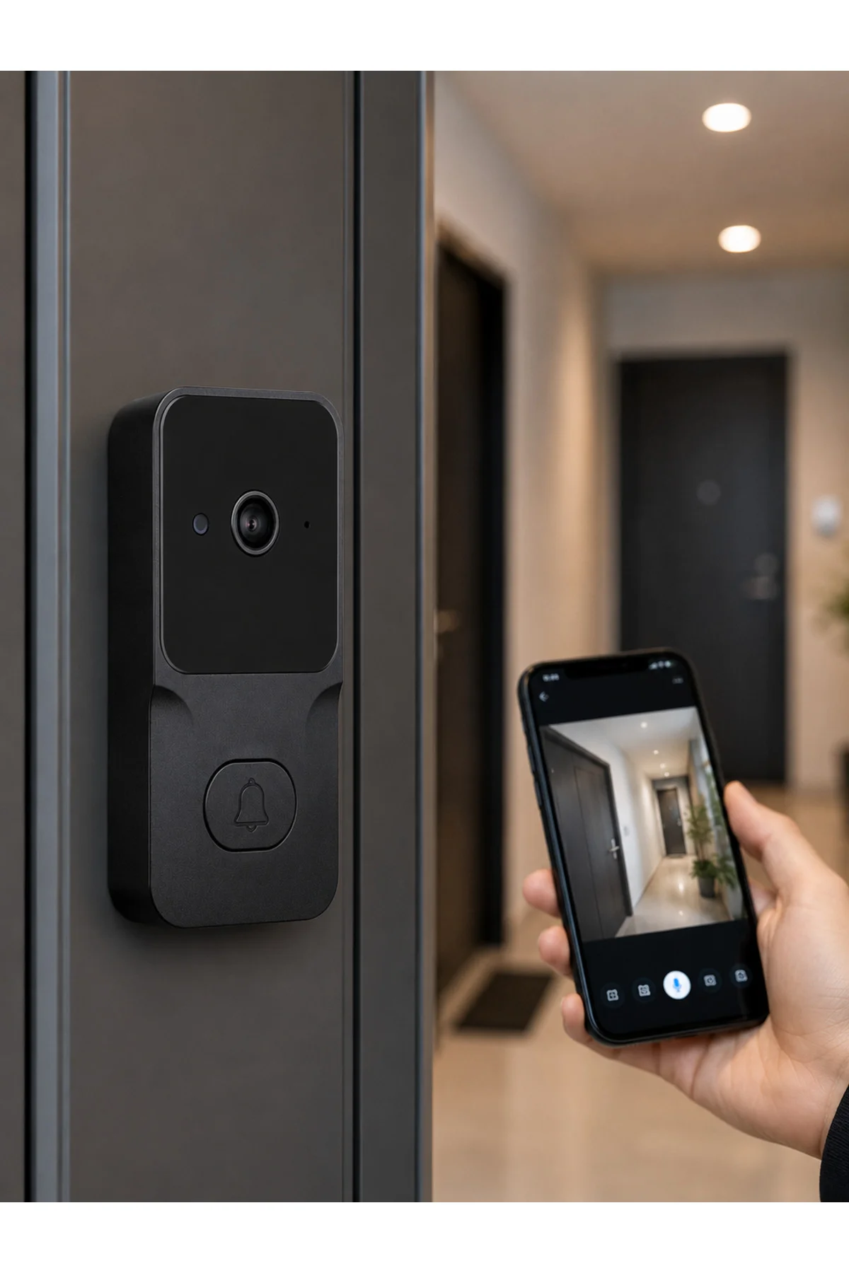 HD Kameralı Akıllı Kapı Zili | Çift Yönlü Sesli Wi-Fi Görüntülü Kapı Zili HD Kameralı Akıllı Kapı Zili | Çift Yönlü Sesli Wi-Fi Görüntülü Kapı Zili - Görsel 2