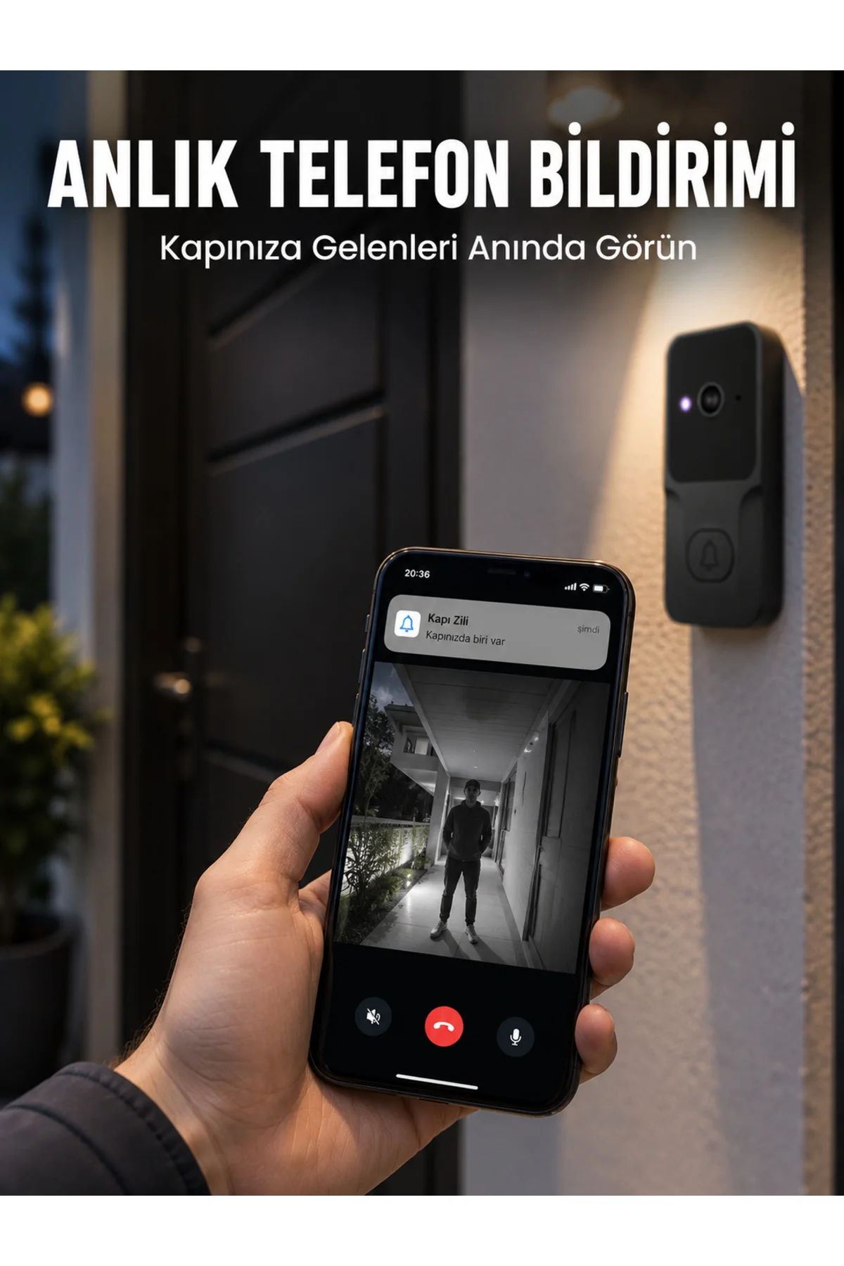HD Kameralı Akıllı Kapı Zili | Çift Yönlü Sesli Wi-Fi Görüntülü Kapı Zili HD Kameralı Akıllı Kapı Zili | Çift Yönlü Sesli Wi-Fi Görüntülü Kapı Zili