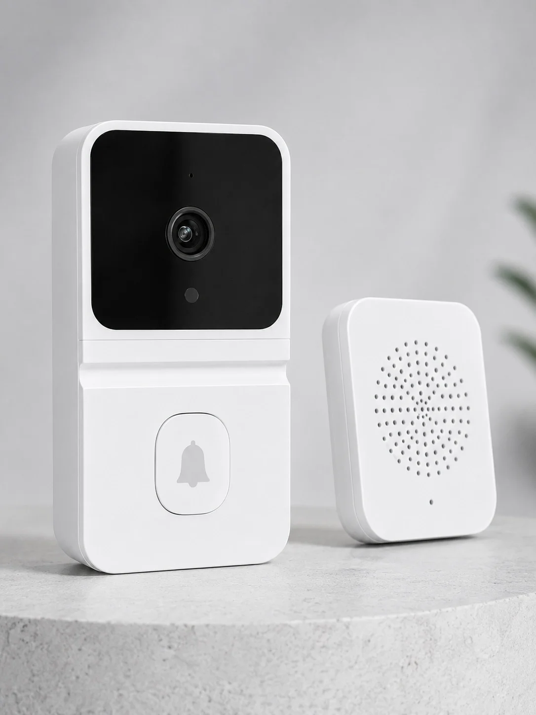 HD Kameralı Beyaz Görüntülü Kapı Zili Çift Yönlü Sesli Wi-Fi Akıllı Kapı Zili