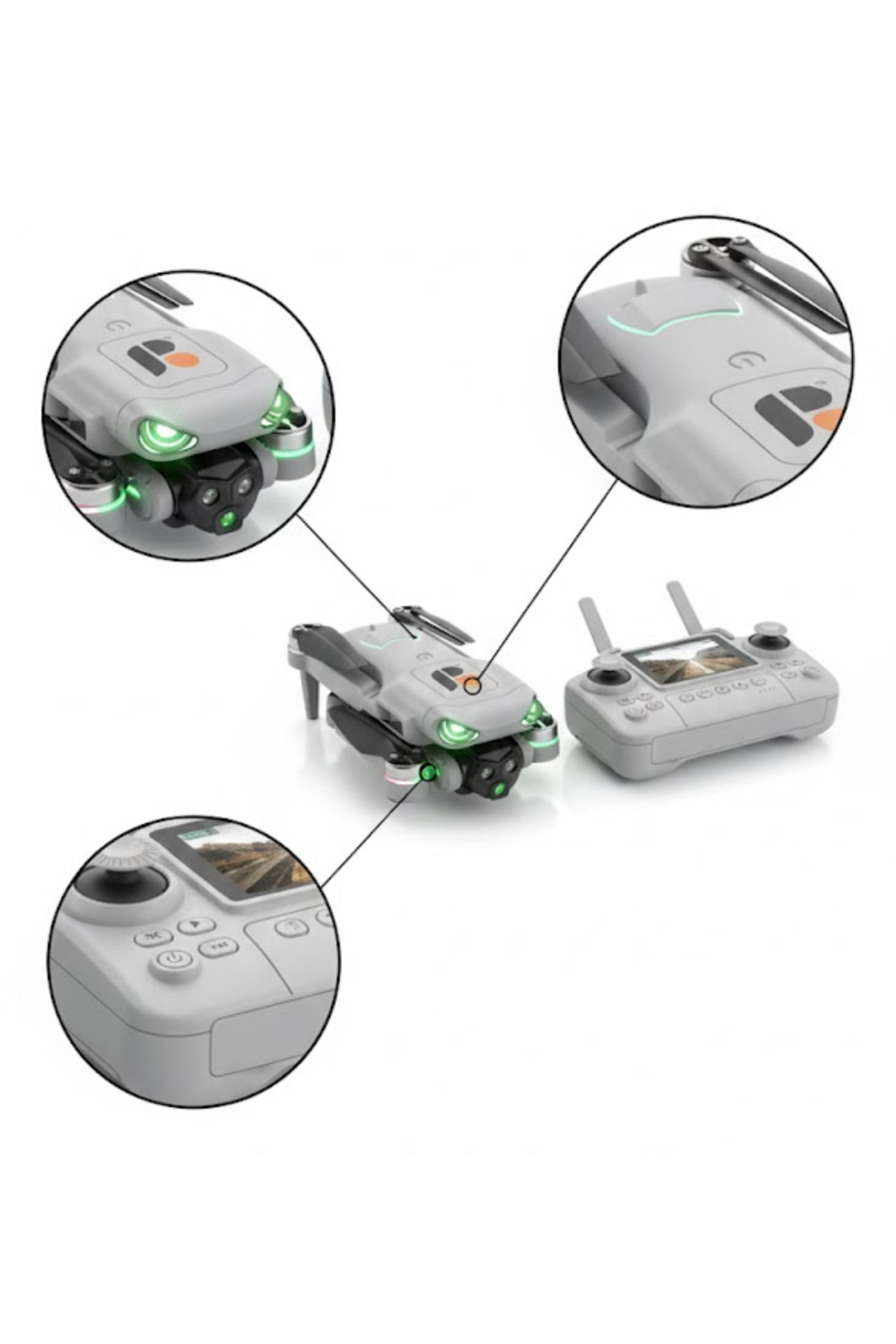 HD Kameralı Drone Ekranlı Kumanda Güvenli ve Dengeli Uçuş - Lisin