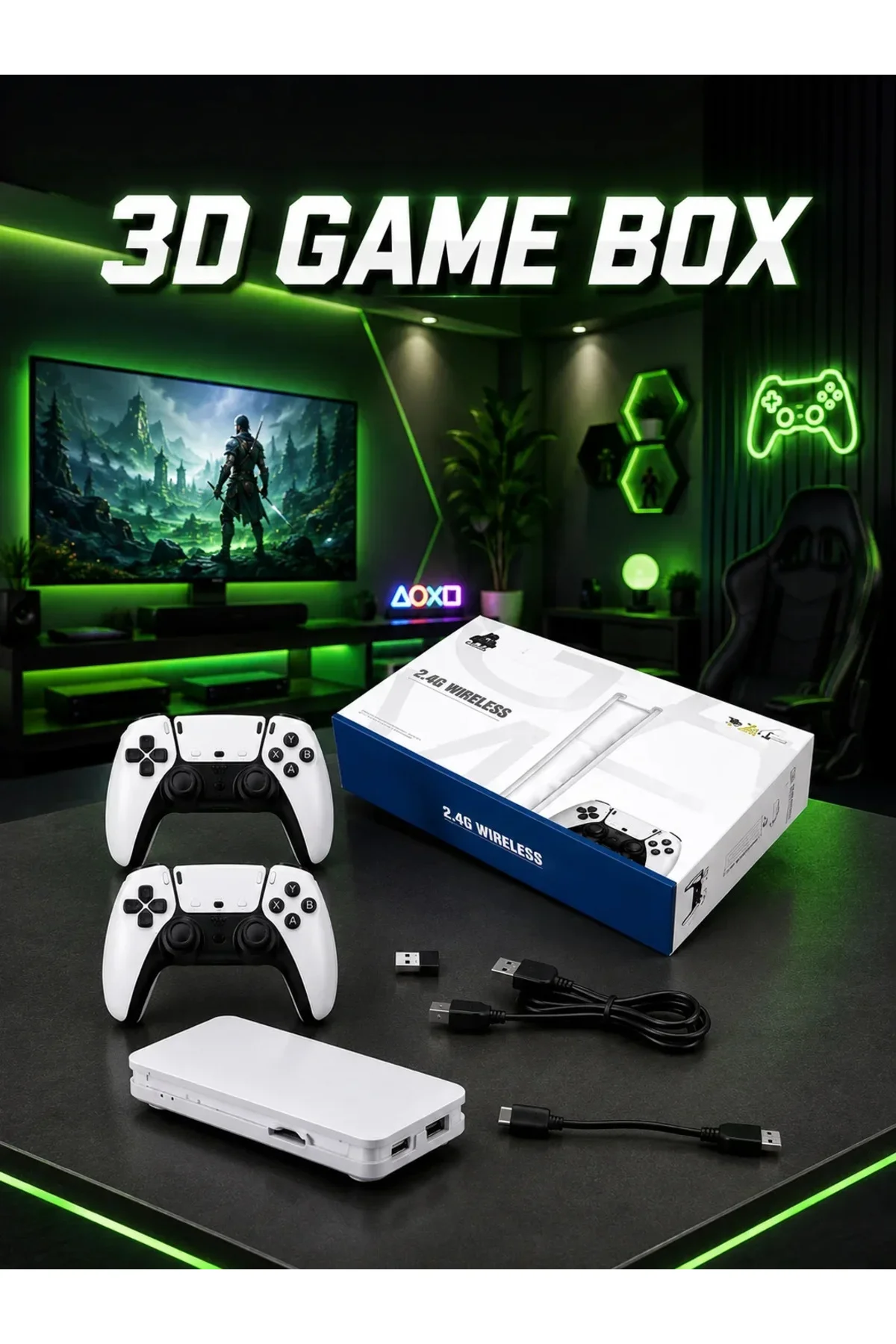 HD ve Kablosuz Kontrolcülü 20.000 Oyunlu Retro Oyun Konsolu HD ve Kablosuz Kontrolcülü 20.000 Oyunlu Retro Oyun Konsolu